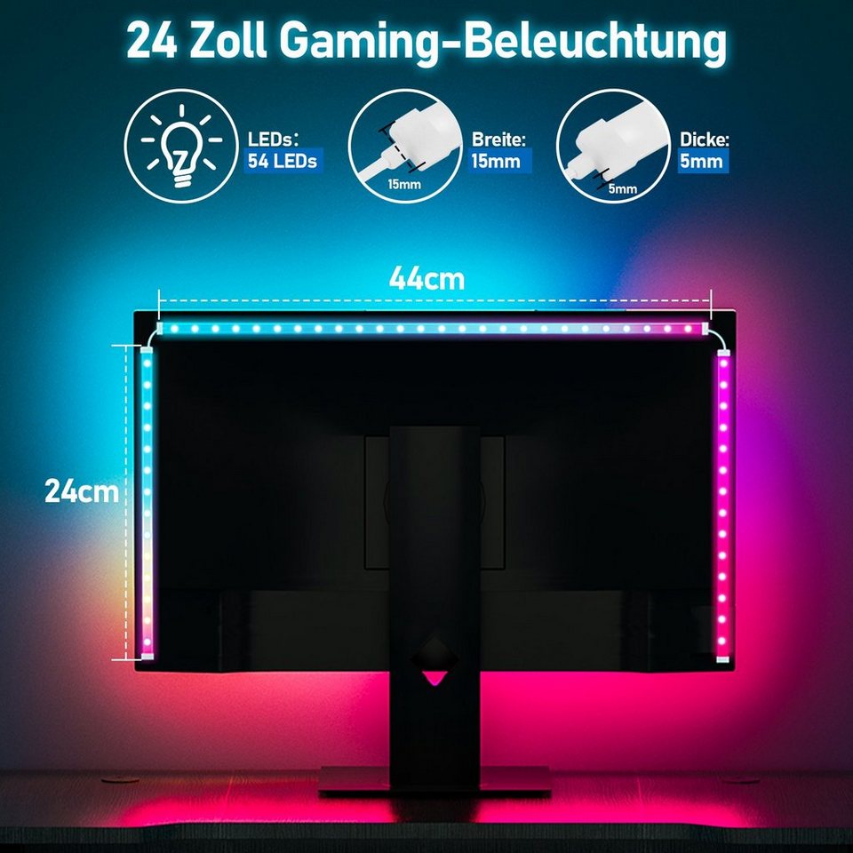 Gimisgu LED-Lichterkette LED Streifen USB PC Backlight TV Beleuchtung  LichtBand Stripe 5050SMD