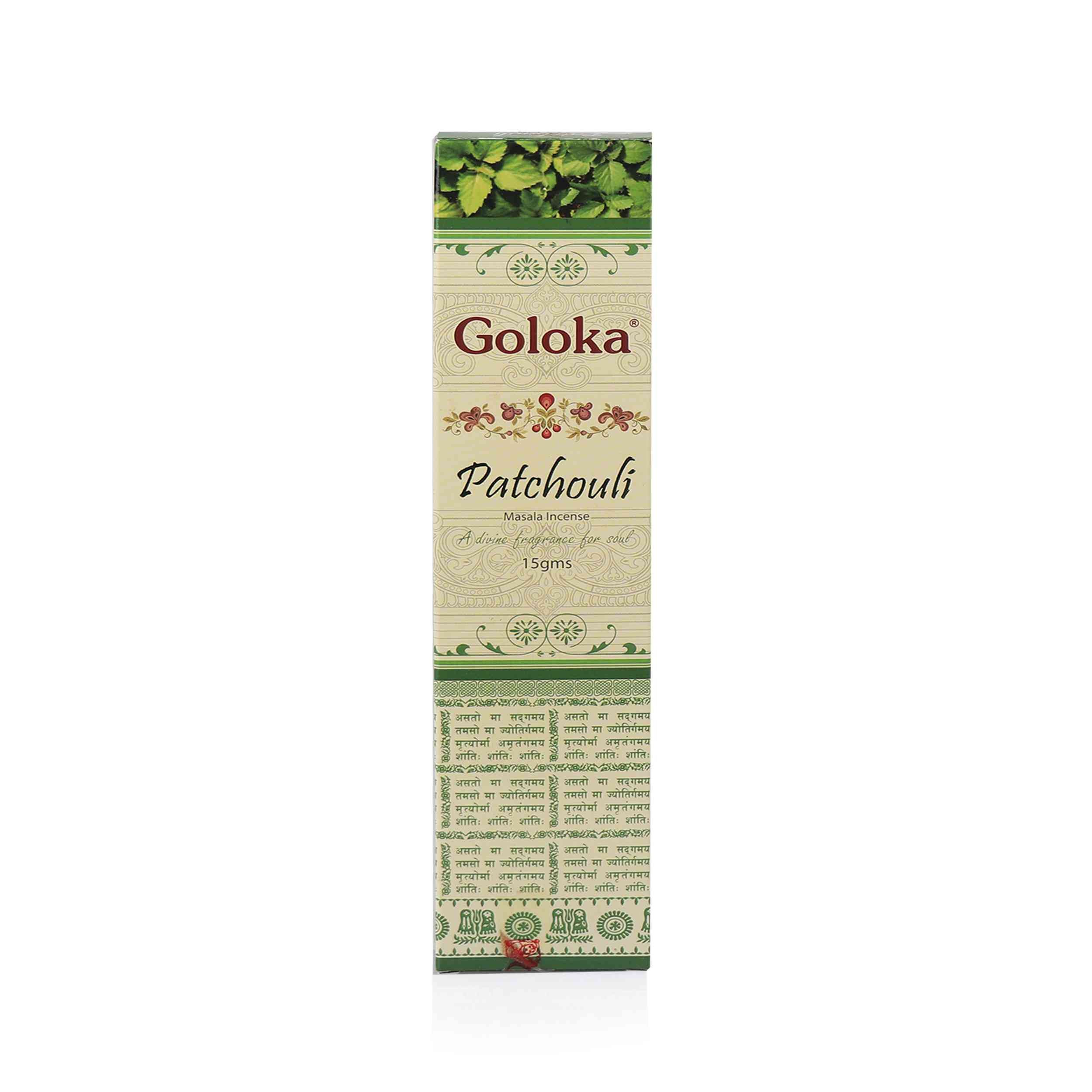 Räucherstäbchen Goloka Patchouli Räucherstäbchen 15g – Naturduft aus Indien Räucherwe