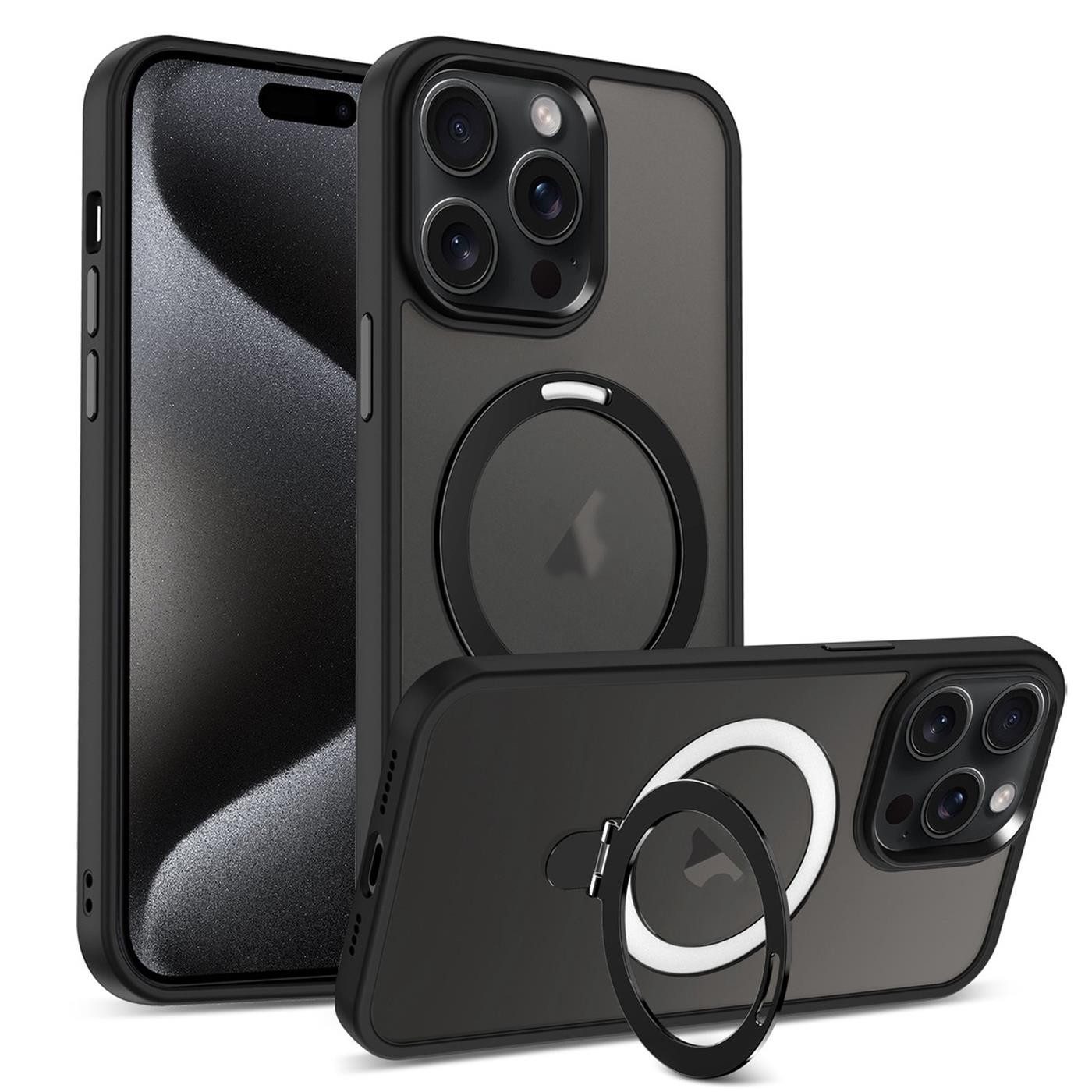 CoolGadget Handyhülle Hybrid Luxury Handy Case für iPhone 16 Pro Max 6,9 Zoll, Hülle Massiv Metallring aufklappbar Schutzhülle für Magsafe Zubehör