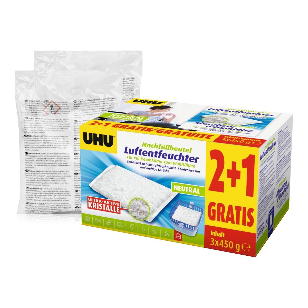UHU Luftentfeuchter UHU original Luftentfeuchter Nachfüllbeutel 450g Duftneutral (5er Pack