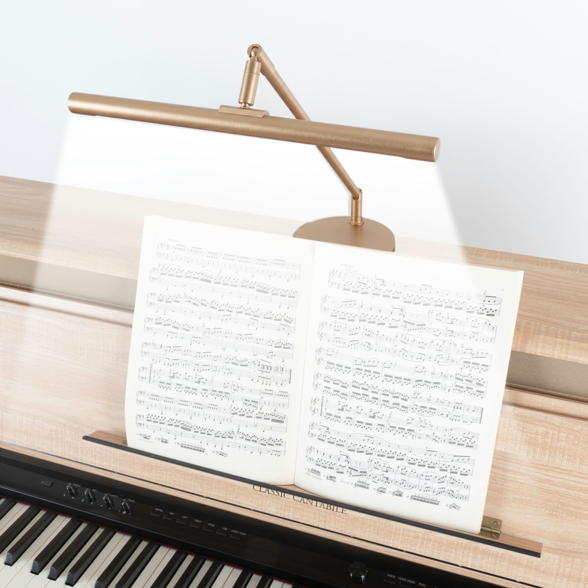 Classic Cantabile LED Tischleuchte 12520 GD Pianoleuchte Gold, LED, warm-weiß, stufenlos dimmbare Leuchte und 78 helle LEDs im breiten Schirm