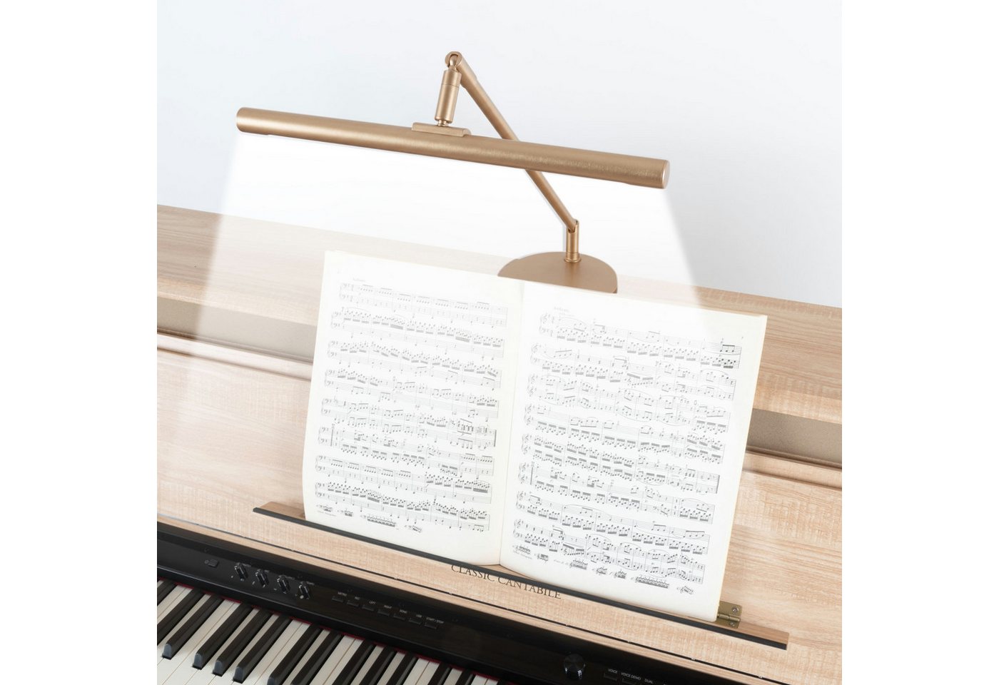 Classic Cantabile LED Tischleuchte 12520 GD Pianoleuchte Gold, LED, warm-weiß, stufenlos dimmbare Leuchte und 78 helle LEDs im breiten Schirm