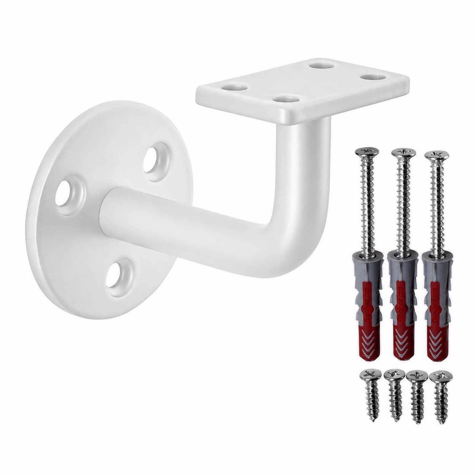 SO-TECH® Handlauf Handlaufhalter CURVE 90° Geländerhalter rund 55x70x80 mm, (1 St), Stahl weiß pulverbeschichtet Halter für Treppengeländer