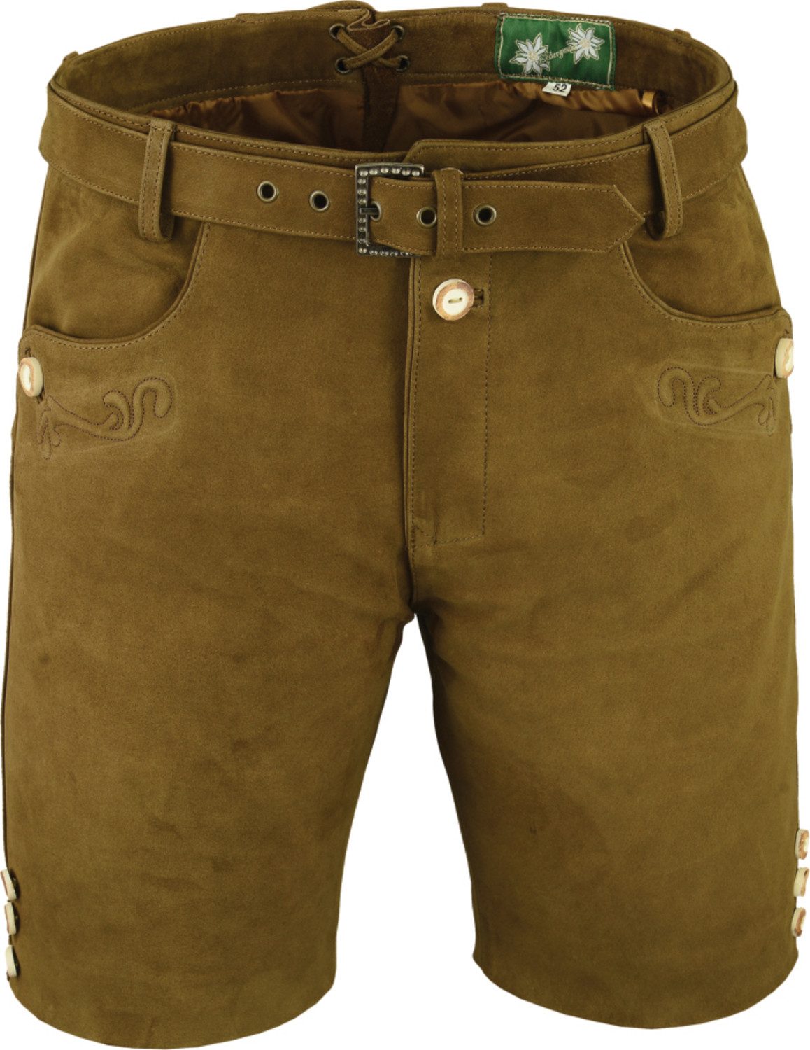 Fuente Leather Wears Lederhose Kinder Trachtenlederhose kurz Jungen mit Gürtel braun camel Gürtel