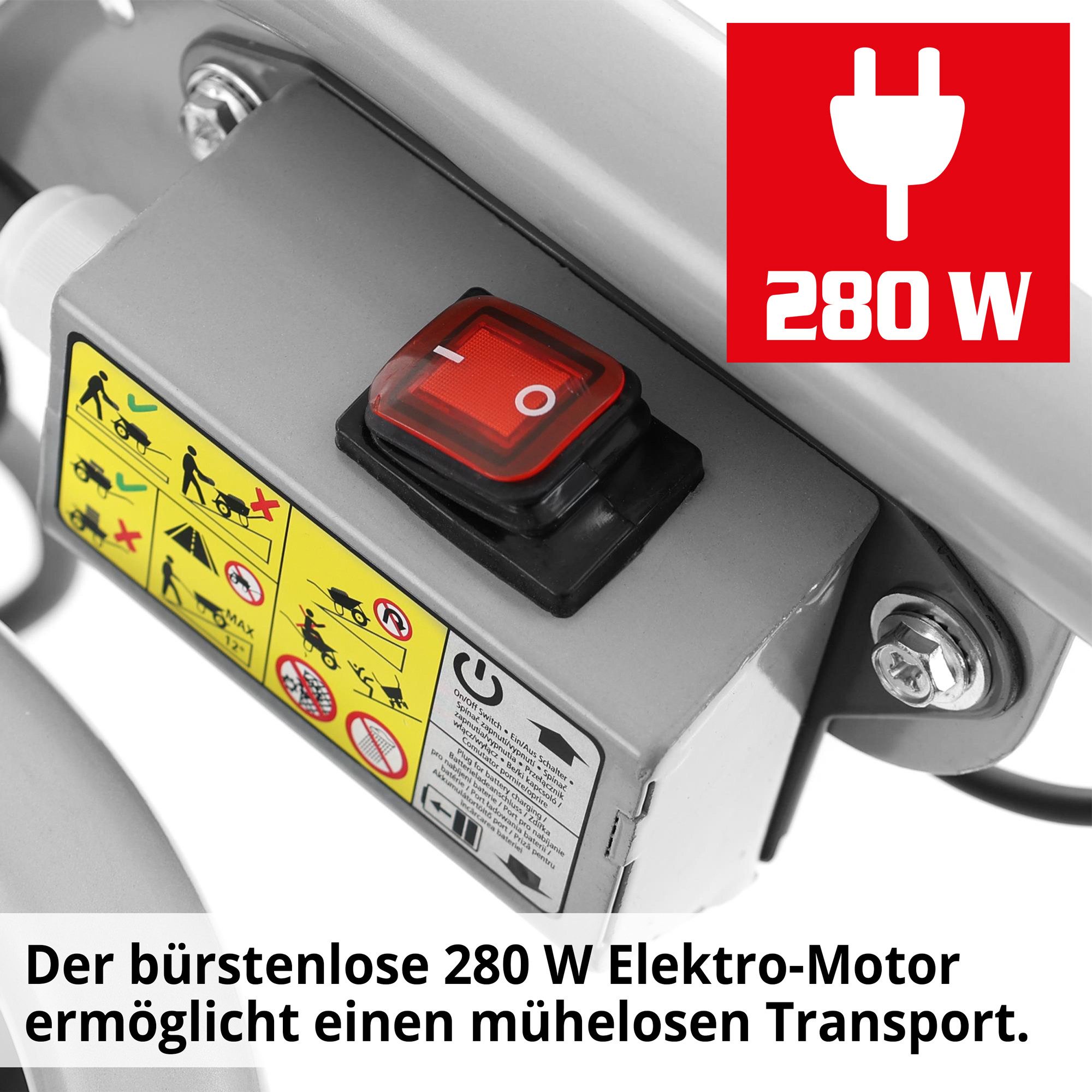 Hecht Motorschubkarre 2623 Akku-Muldenkipper Elektro 280 W 260 kg Tragkraft, 100 l, bürstenloser Motor, LED-Ladeanzeige, Luftreifen Stollenprofil
