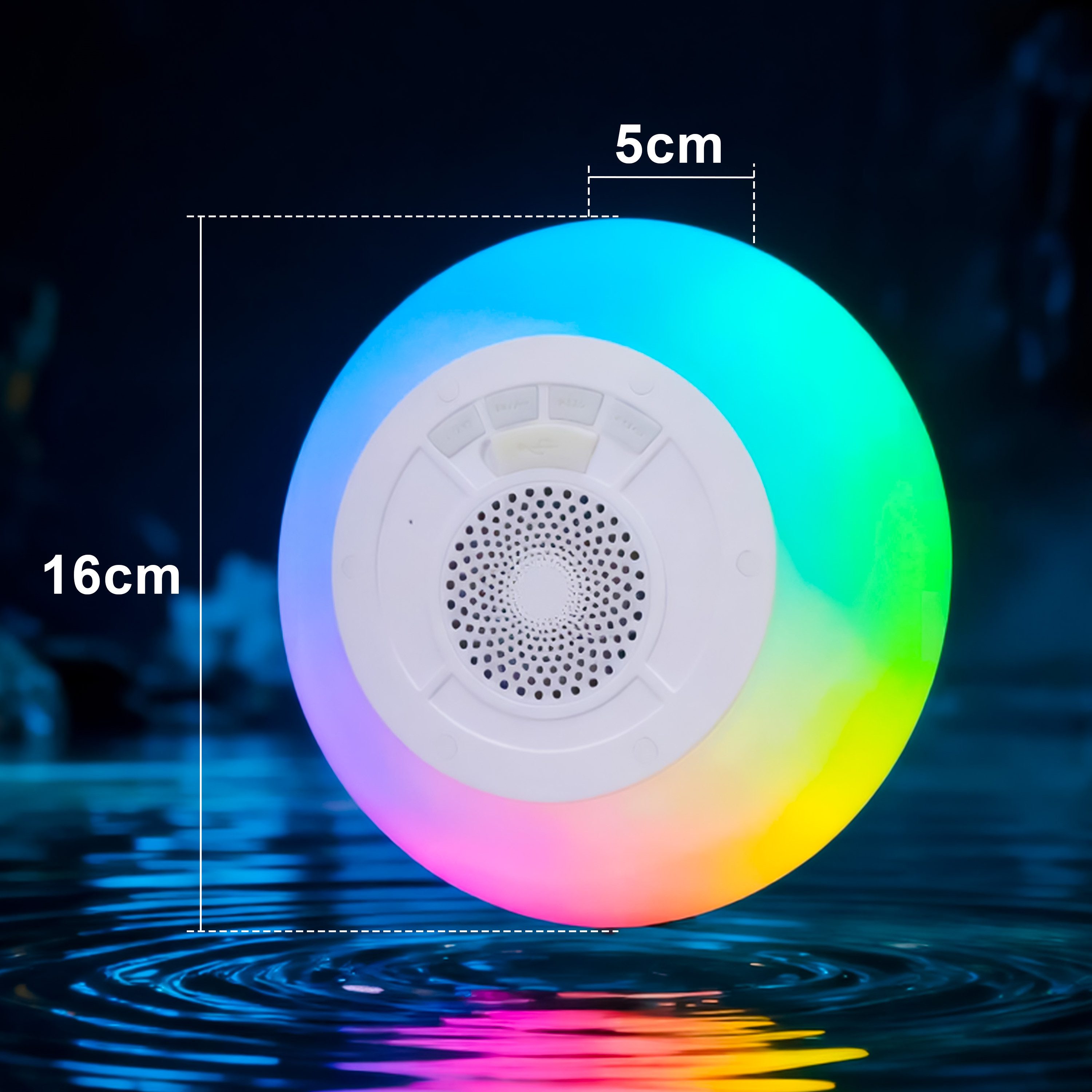TWUFY Pool-Lampe Pool Lautsprecher mit Lichtern BT Tragbar IPX7 Wasserdicht, RGB, schwimmend mit 8 Modi, integriertes Mikrofon,Freisprecheinrichtung
