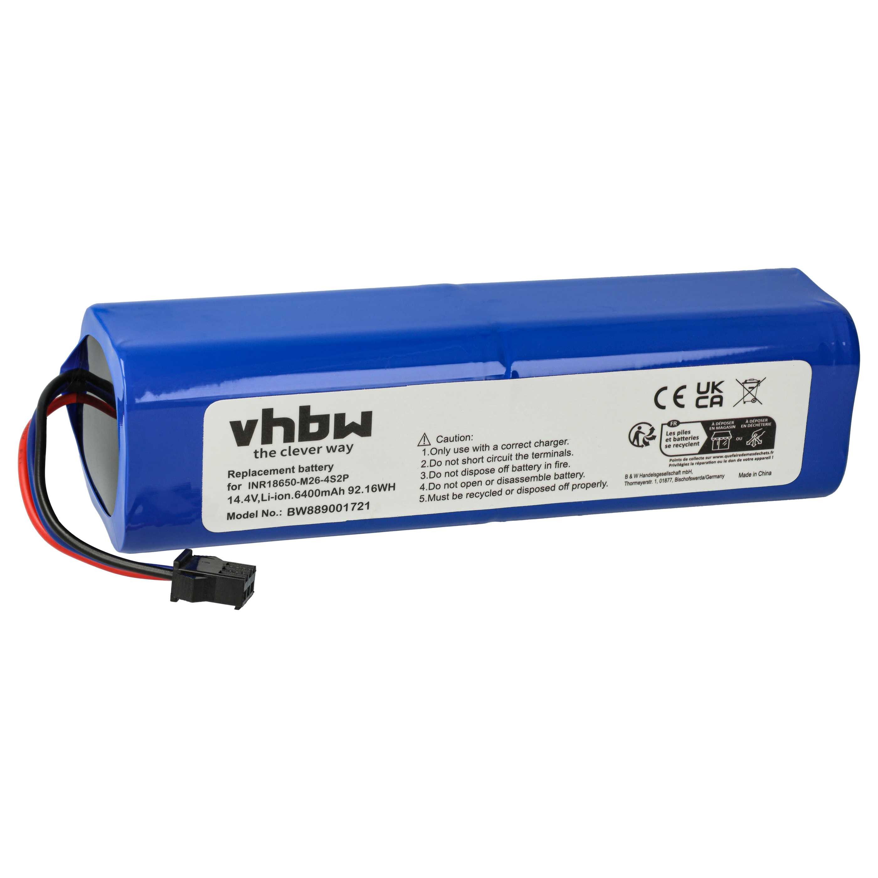 vhbw Akku passend für Roidmi Eve Plus, Eve Plus SDJ01RM Saugroboter (6400 Staubsauger-Akku Akku Li-Ion 6400 mAh (14,4 V, 1 St), Leistungsfähiger Austausch-Akku für Ihren Saugroboter