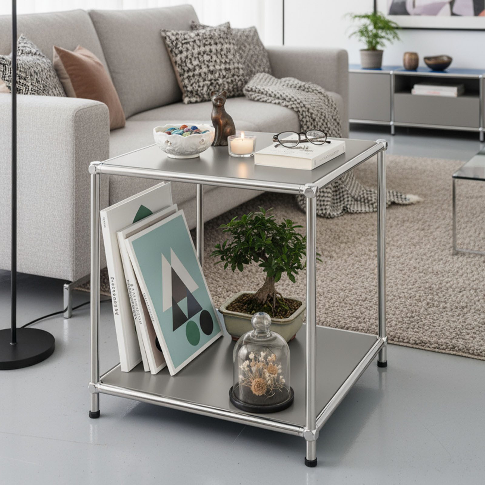 Floordirekt Standregal Concept Epure MK-012 Metallregal, B40 × T40 × H46 cm, diverse Farben, modular, Beistelltisch mit offenen Ablagen, verchromtes Metallgeste – Bild 2 von 5