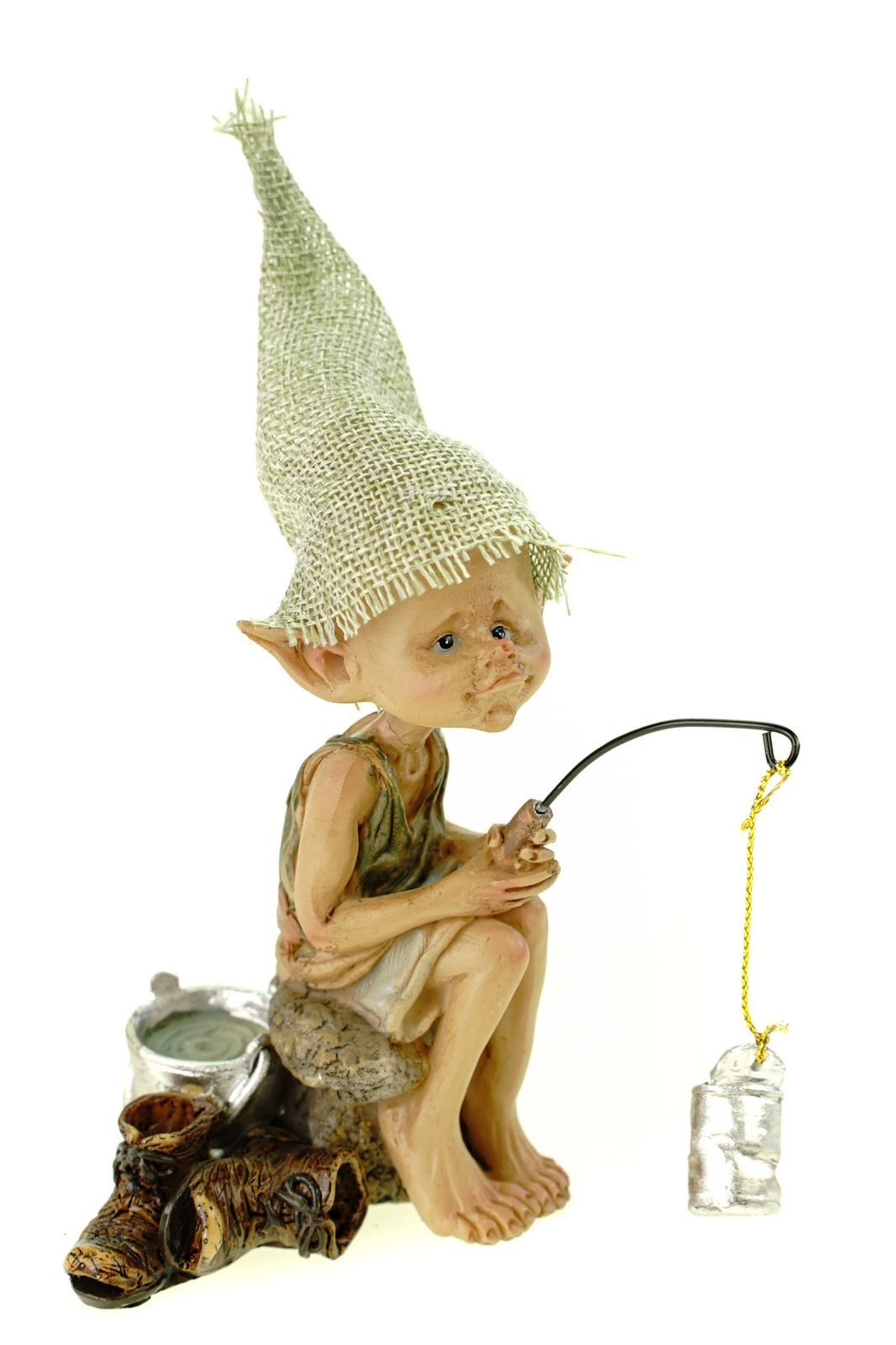 Vogler Dekofigur Pixie angelt Dose Petri Heil 12cm Figur Zwerg Fee Fabelwesen Gnom