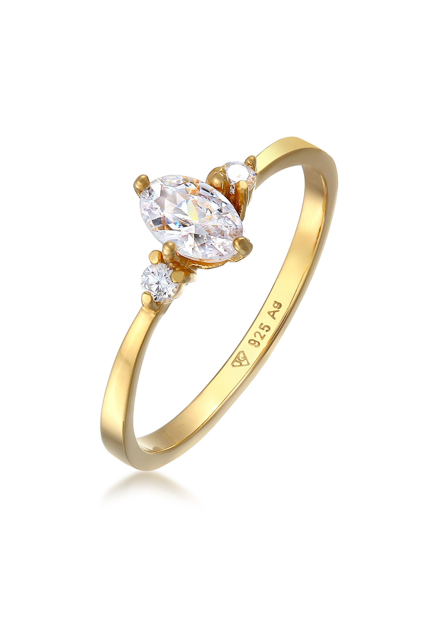Fingerring Zirkonia Oval Verlobung 925 Silber
