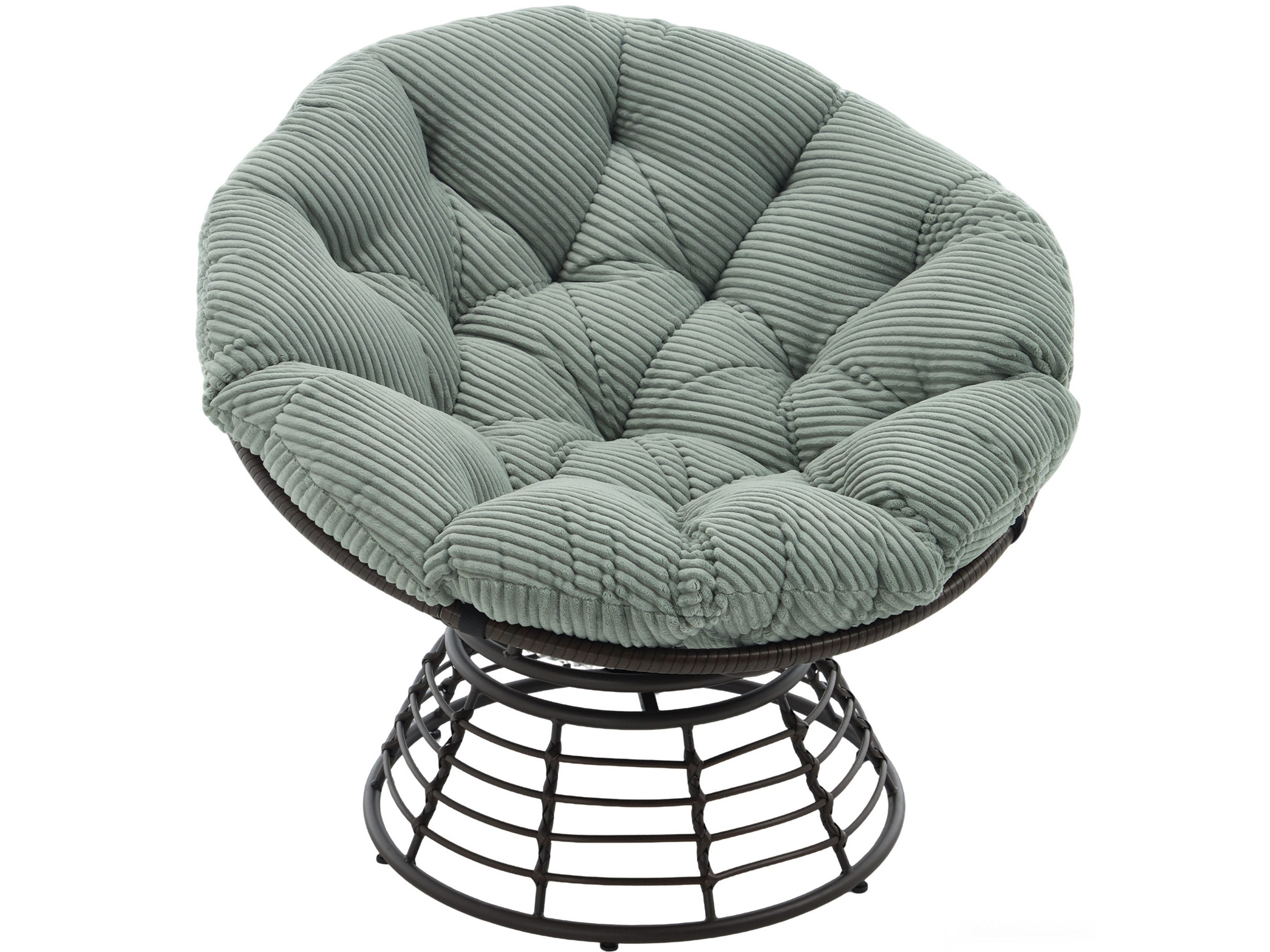 SeedWave Loungesessel 360° Drehbarer Papasan-Sessel Stahlgestell mit 92cm Trennbarem Polster, Relaxsessel für Balkon, Garten, Terrasse