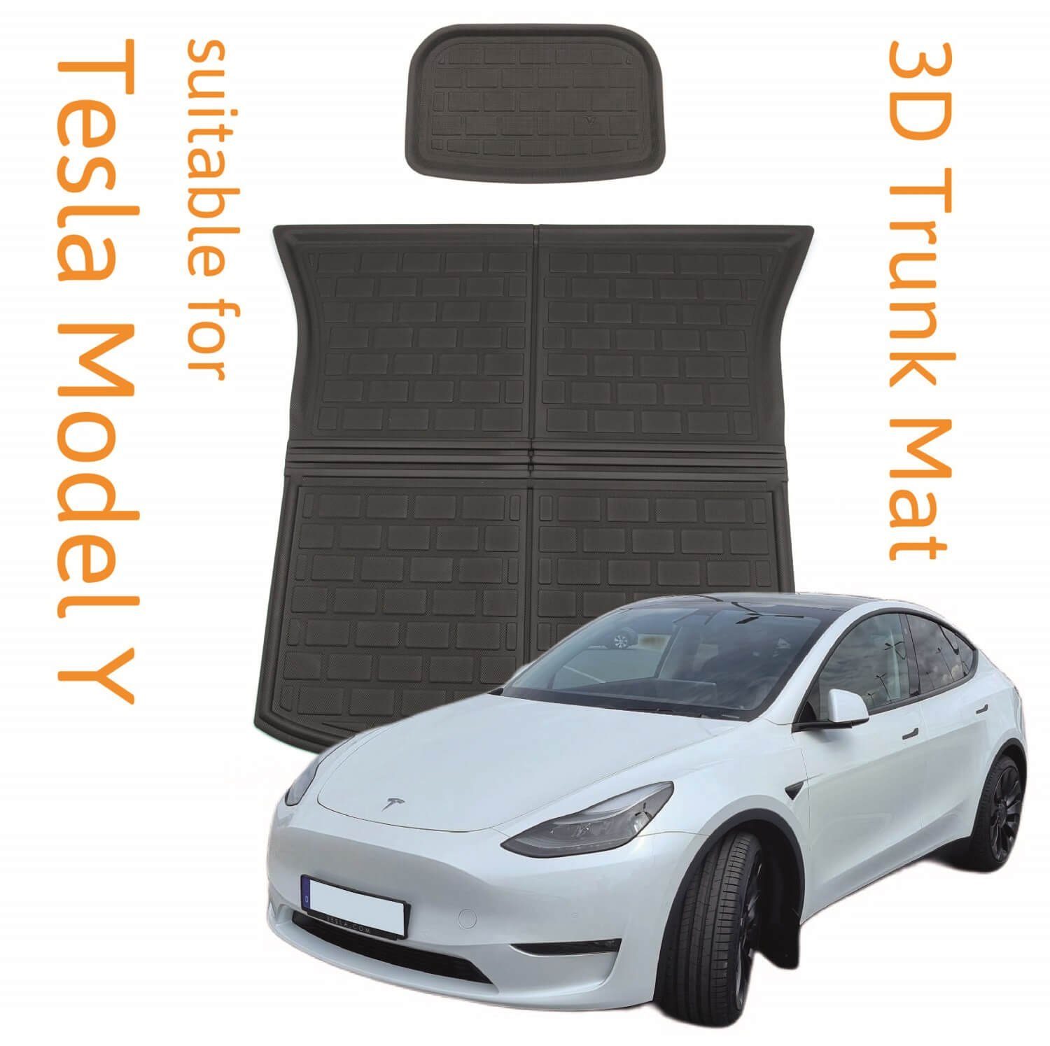 Kofferraummatte für ModelY/Performance Performance St), (2 Kofferraummatte+Unterbodenmatte Tesla Y 3D / Tesla trends4cents für