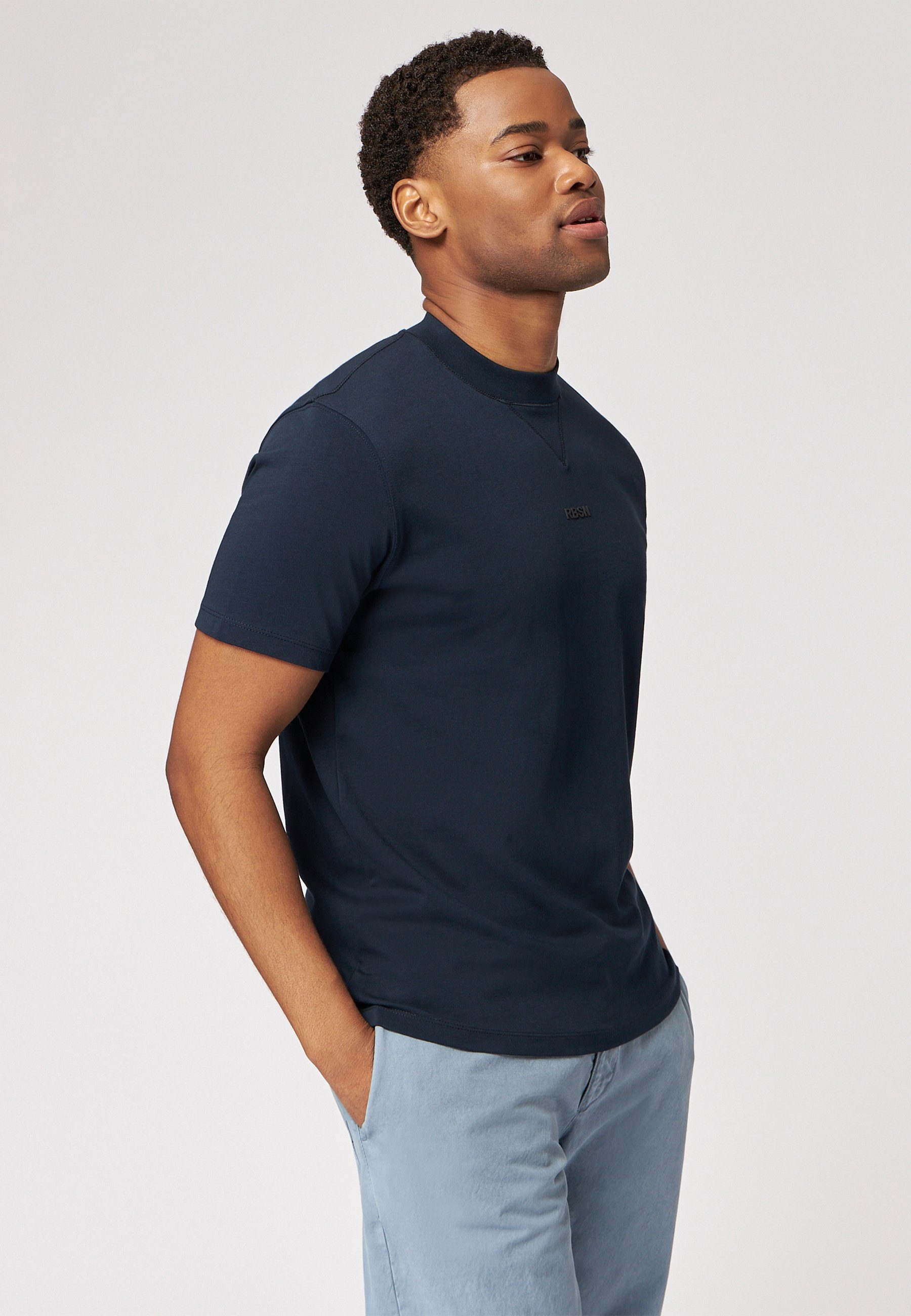Roy Robson T-Shirt T-Shirt mit dunkelblau Rundhals