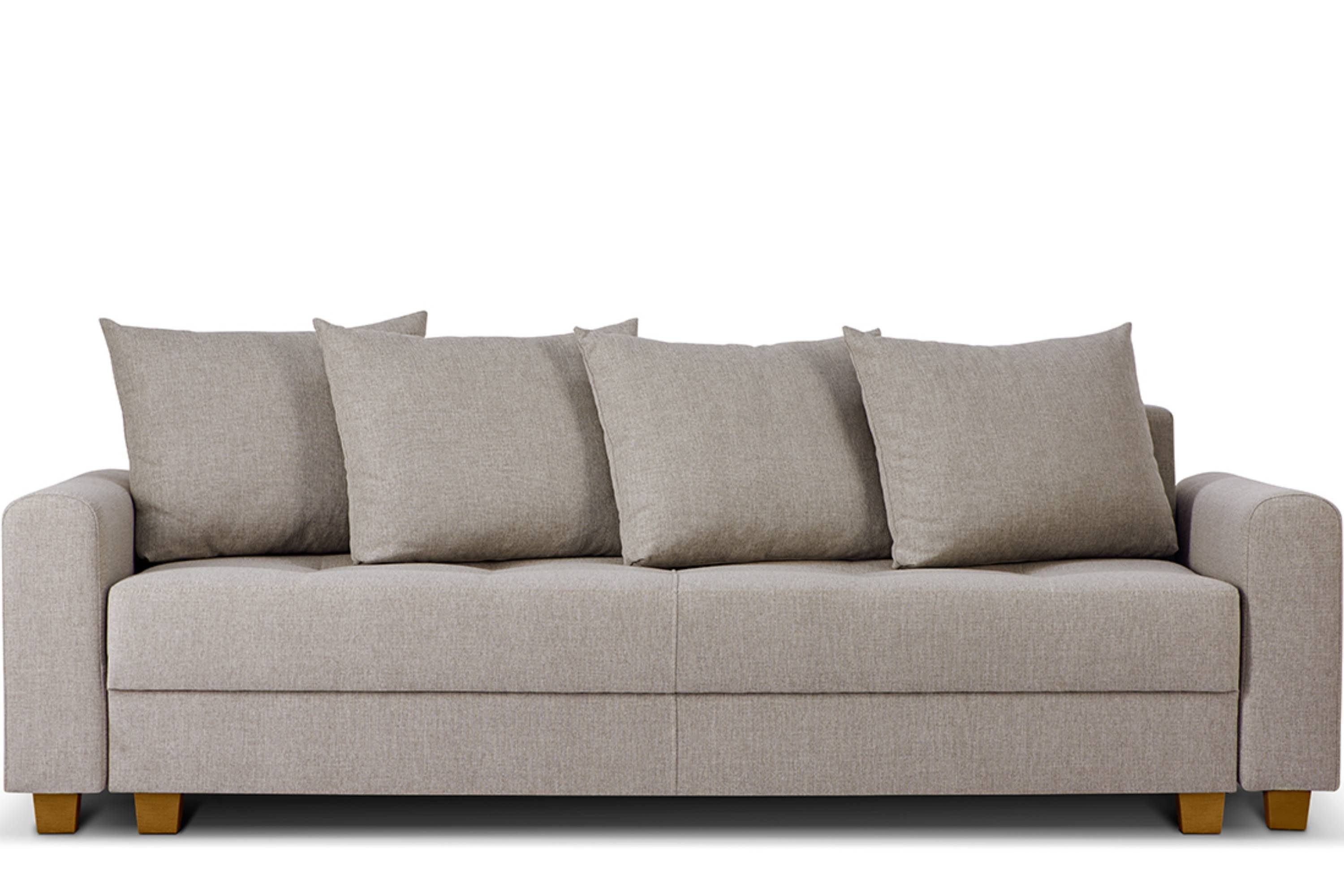 REVO mit beige Schlafsofa Massivholzbeine, beige Konsimo bettkasten, | Webstoff Schlafsofa strapazierfähiger