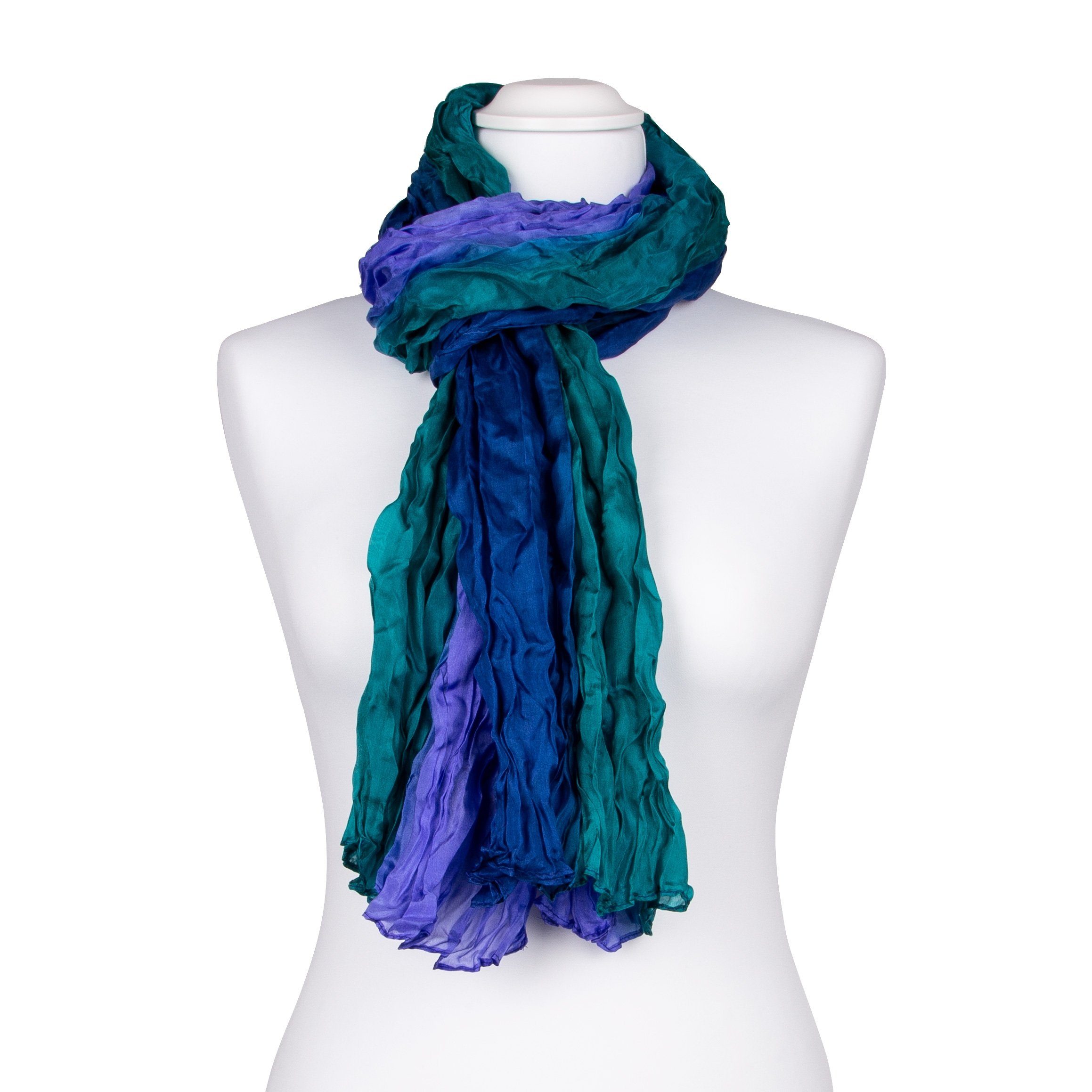 Silkroad Seidenschal Knitterschal Halstuch Schal XXL Farbverlauf blaugrün-petrol