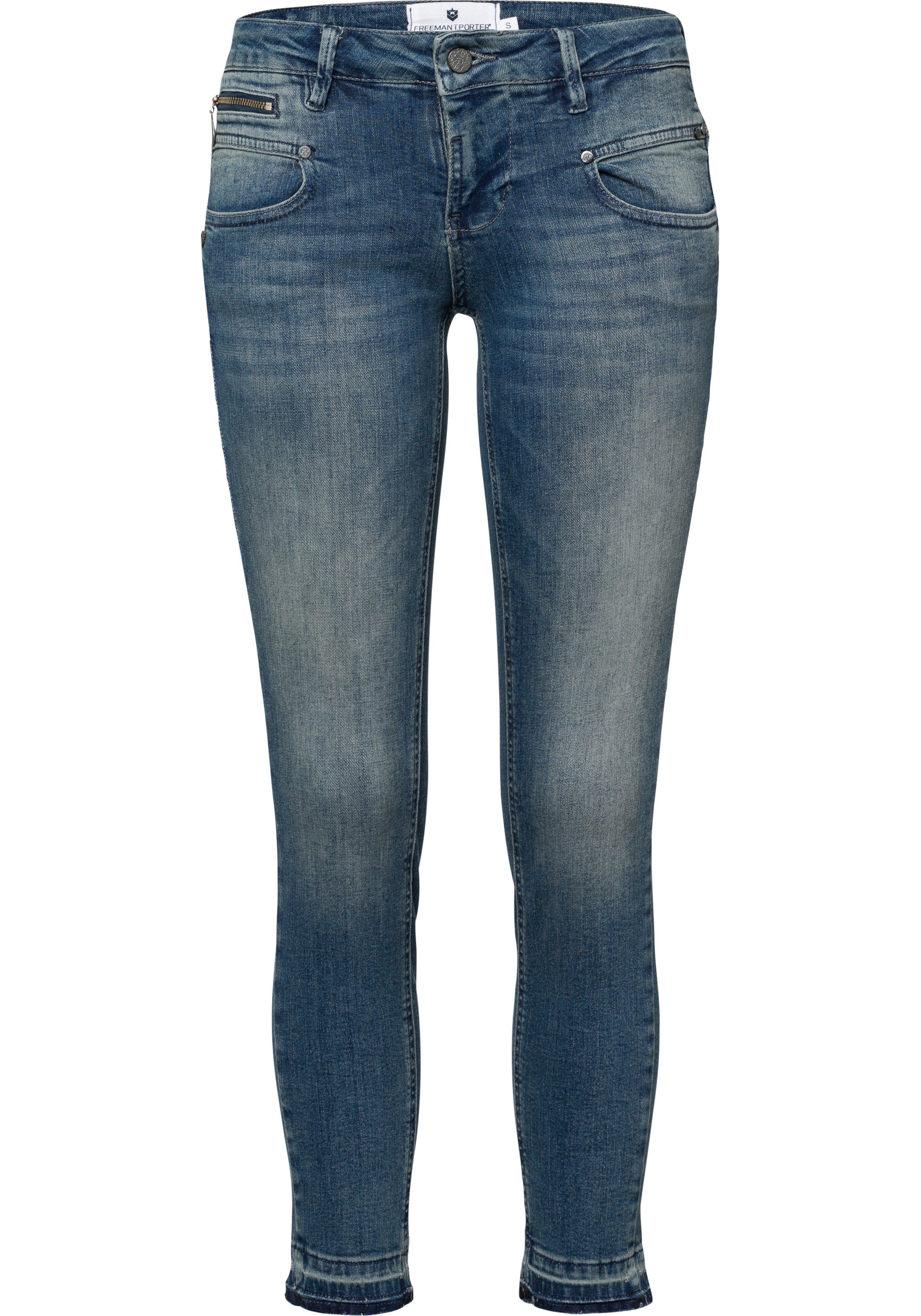 Freeman T. Porter Skinny-fit-Jeans mit Reißverschluss an der Coinpocket blue used