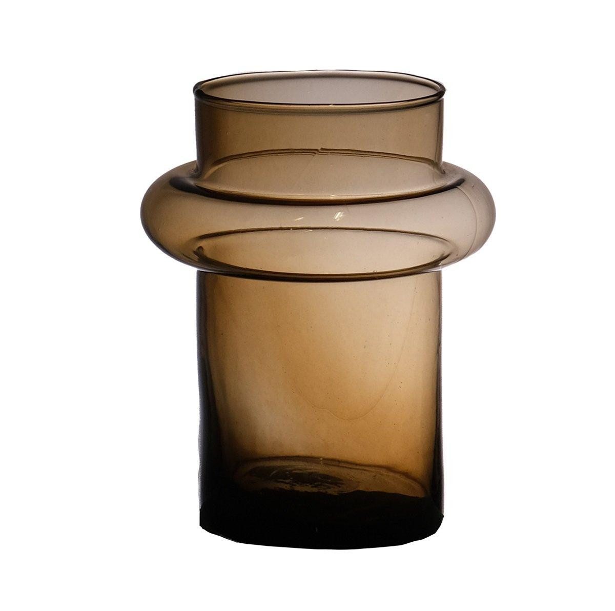 INNA-Glas Dekovase Glas Vase Justo, recycelt, orange-braun-klar, 20 cm, Ø 15 cm