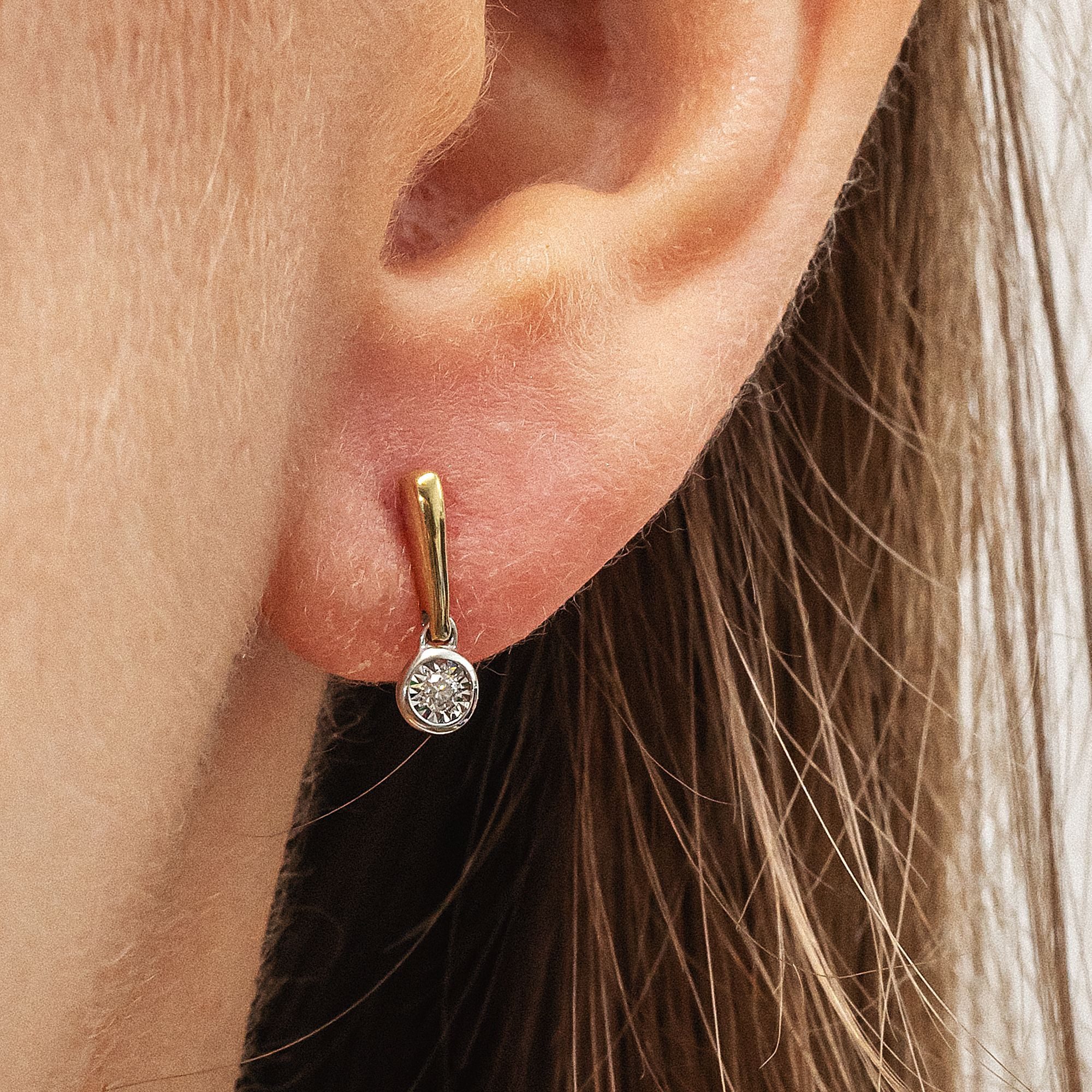 Diamonds by Ellen K. Paar Ohrstecker 375 Gold zweifarbig 2x Brillant 0,03ct.