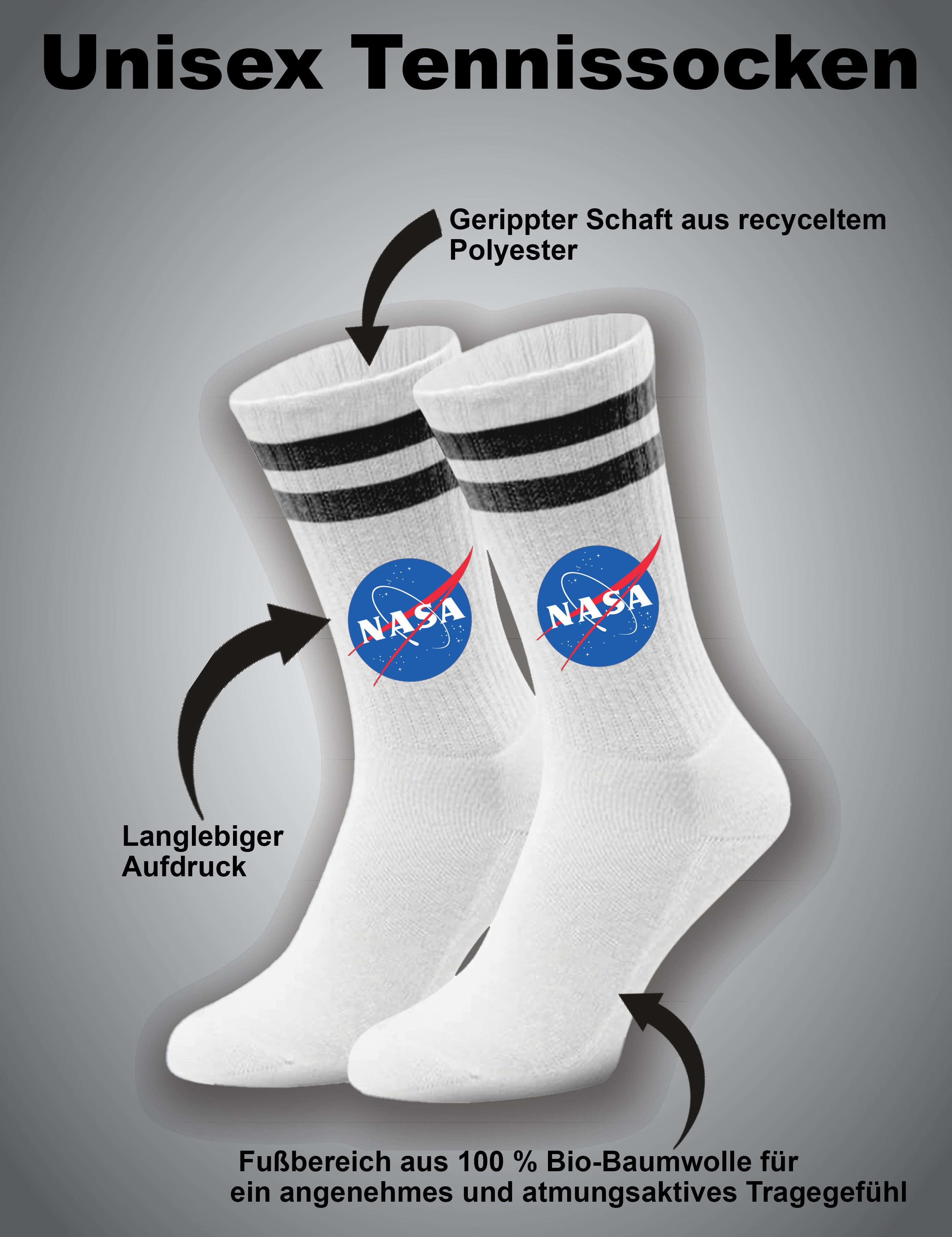 Youth Designz Tennissocken Unisex Socken "Nasa Logo" Aufdruck lustig Geschenk Statement mit verstärkter Verse und Zehenbereich