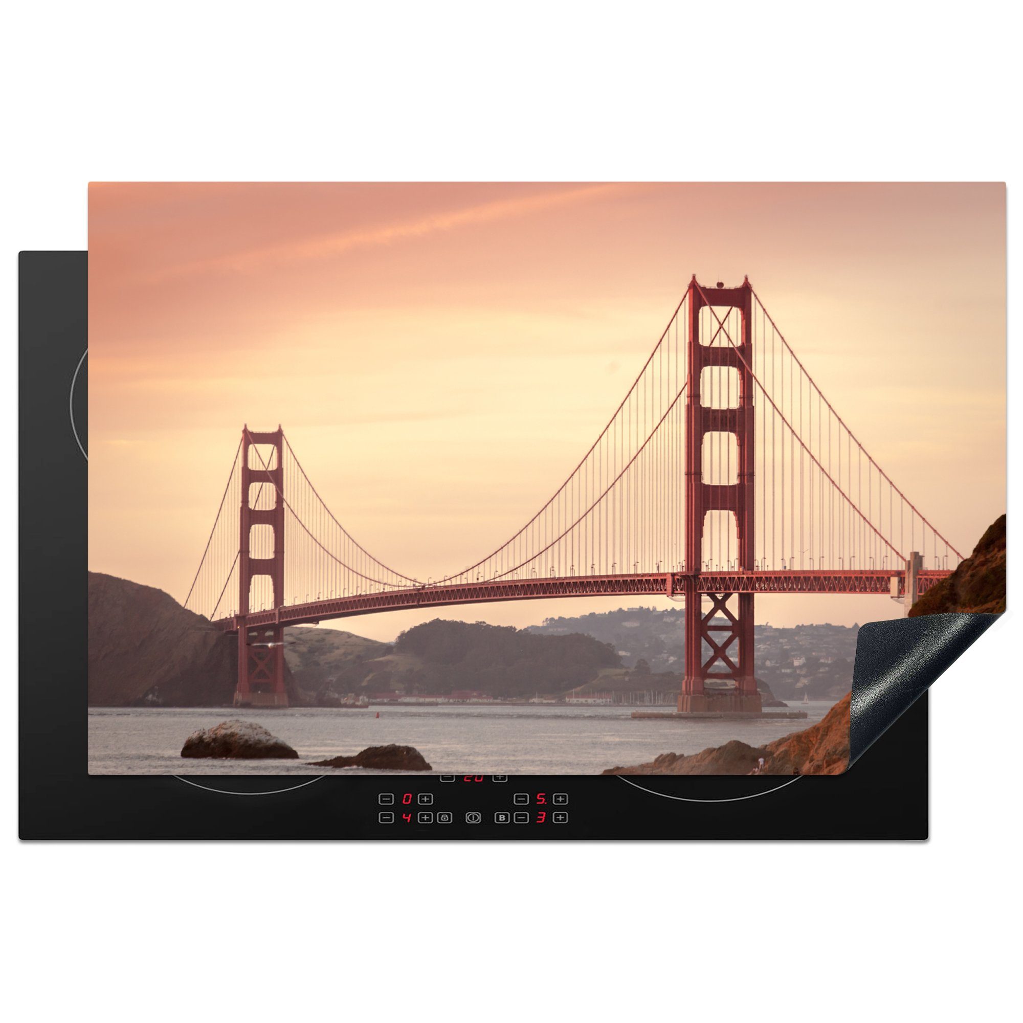 MuchoWow Herdblende-/Abdeckplatte San Francisco - Brücke - Amerika, Vinyl, (1 tlg), 81x52 cm, Induktionskochfeld Schutz für die küche, Ceranfeldabdeckung