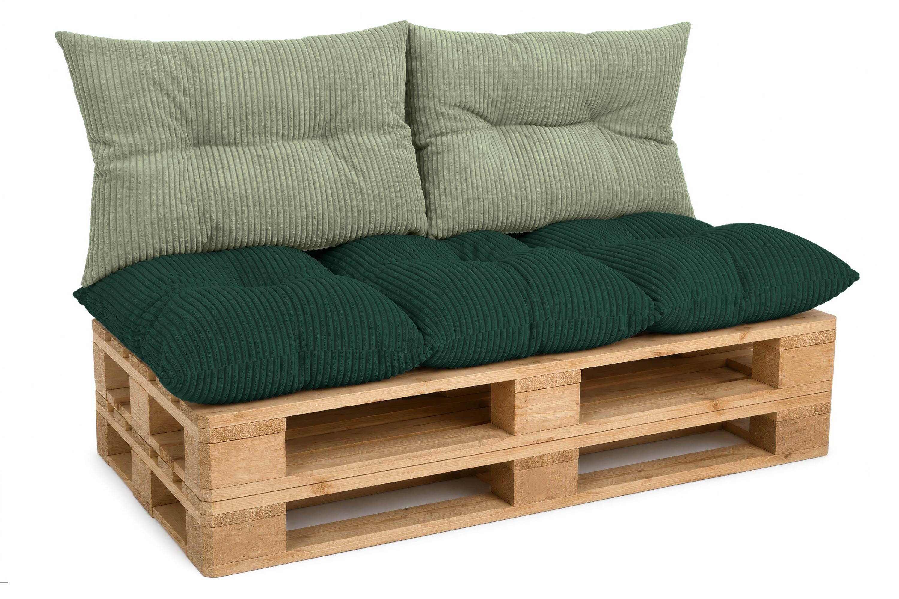 Amilian Palettenkissen Palettenauflagen Set 3-tlg., 120x80 cm + 2x 40x60 cm, für Palettenmöbel, Balkon, Terrasse und Wohnbereich