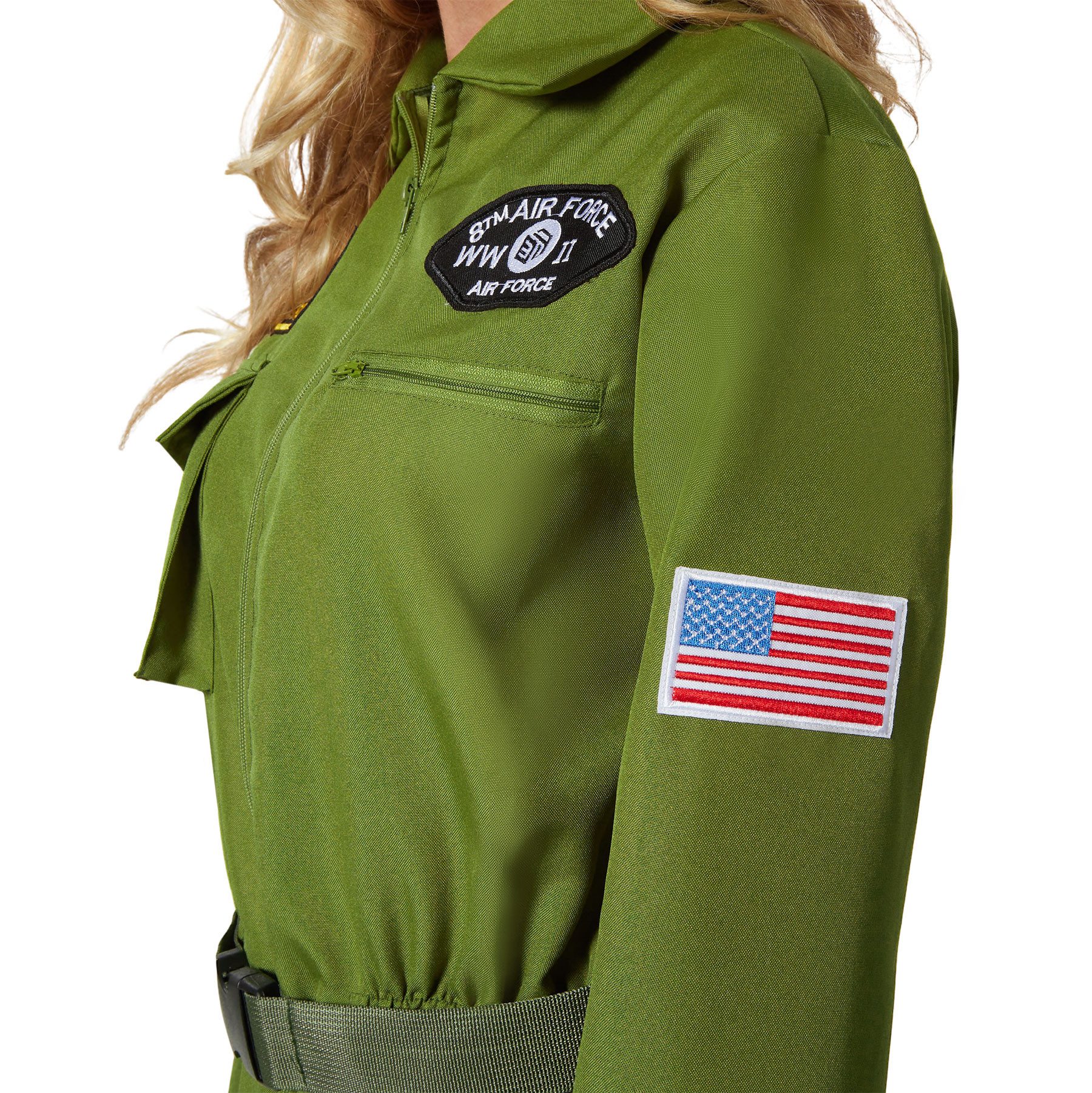 dressforfun Kostüm Damenkostüm, Olivgrüner Overall mit authentischem Pilotinnen-Look.