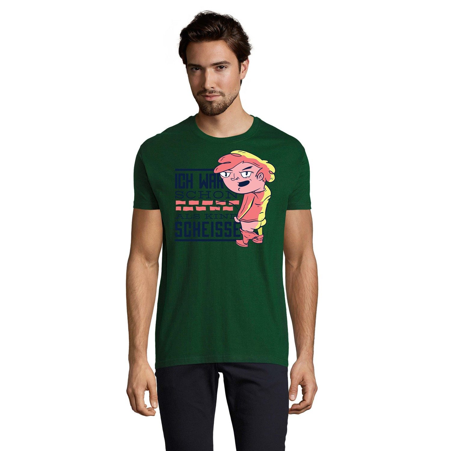 Blondie & Brownie T-Shirt KindScheiße Herren Tee Cartoon Print Motiv Freizeitshirt Print (Einzelstück, Einzelartikel) KindScheiße Herren Tee Cartoon Print Motiv