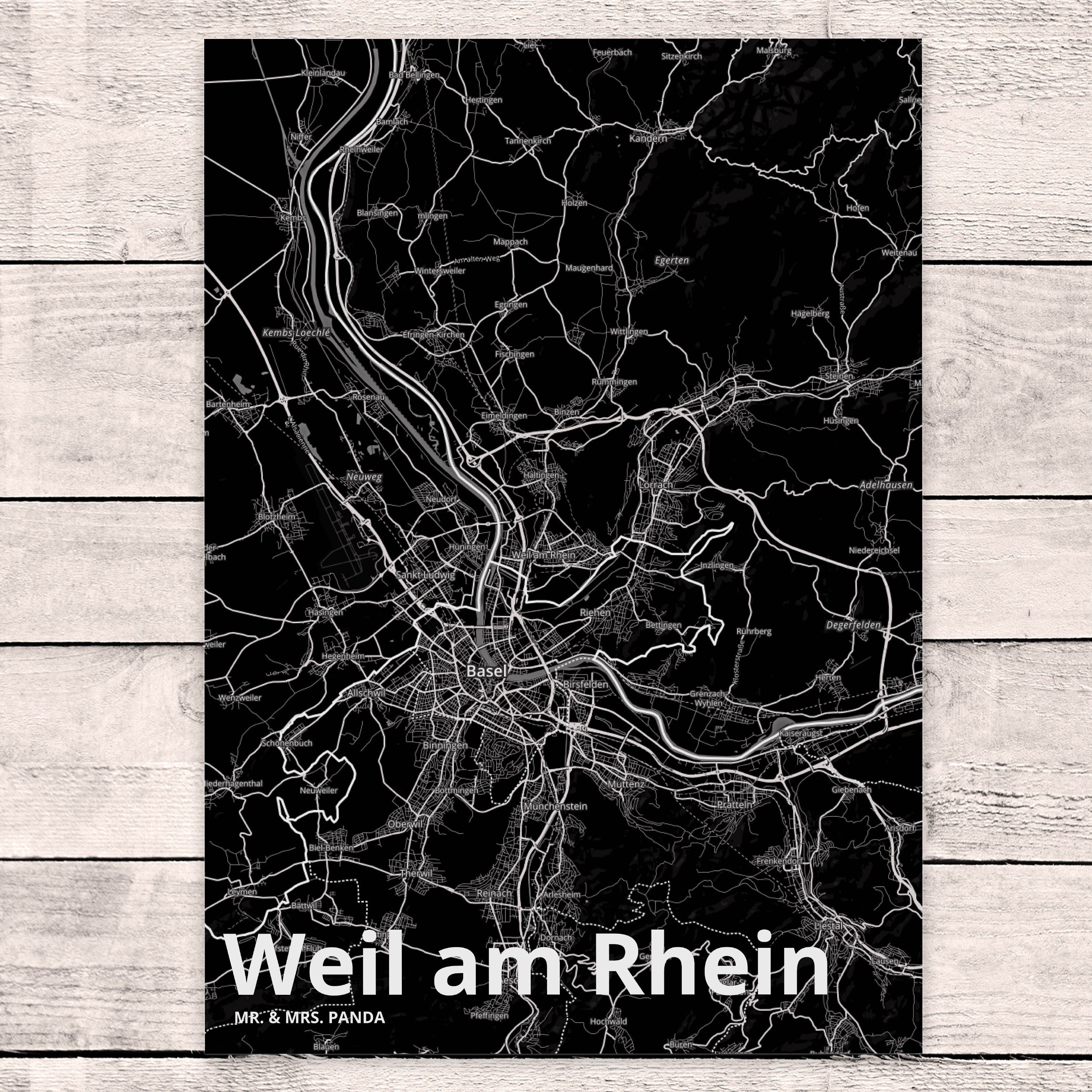 Rhein am Dankeskarte, Stad Panda Mrs. Dorf, Weil & Postkarte Ort, Geschenk, - Mr. Ansichtskarte,