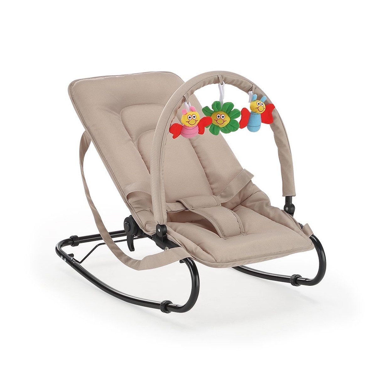 Babytrold Babywippe Skrastol Babywippe Schwarz mit Spielbügel, verstellbar < 9 kg, Leicht zu transportieren, kompakte Bauweise