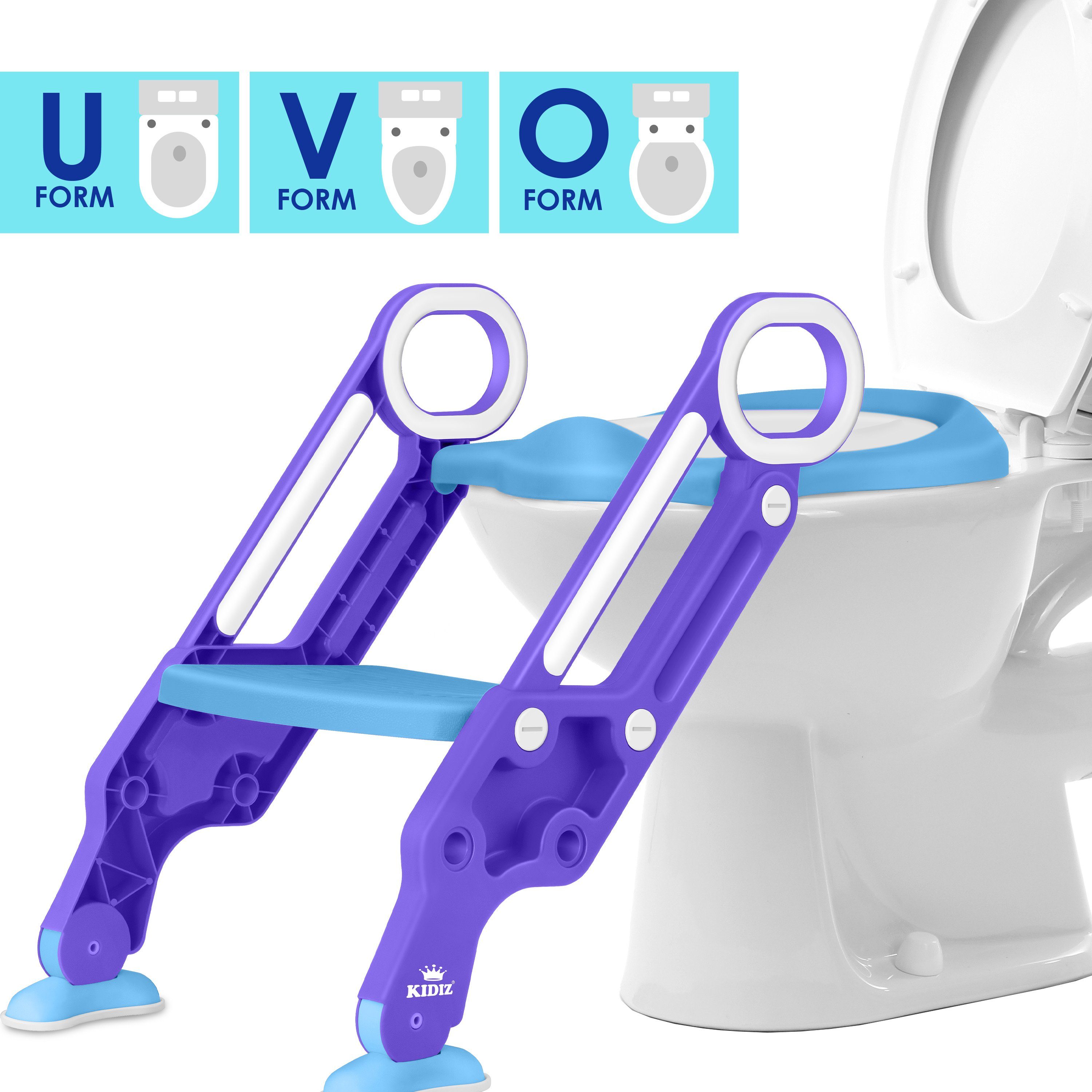 Kinder Toilettentrainer Baby Toilettensitz Lerntöpfchen WC Sitz mit Treppe Blau 
