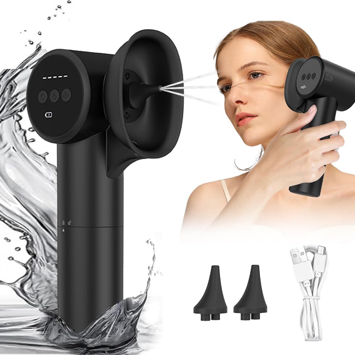 MOPUEA Elektrischer Ohrenreiniger Elektrischer Ohrenschmalz 5 Spülmodi IPX6 wasserdicht 2 Ersatzspitzen