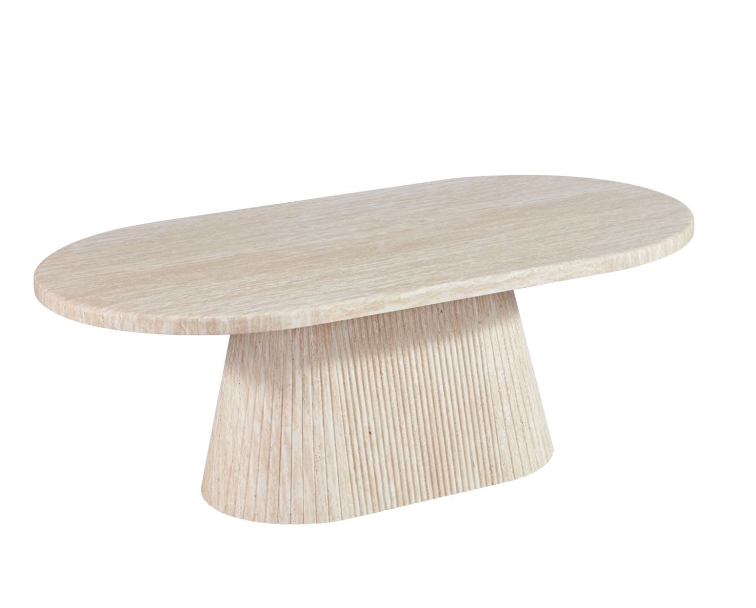 alesvelt Couchtisch Dervio Travertin Tisch mit edlem Tischbein im Säulenstil 130cm (1-Tisch), 90X90X38 CM 70X70X45 CM