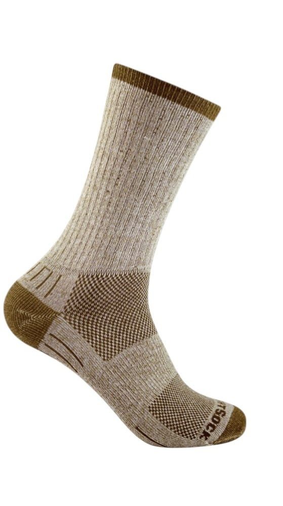 Wrightsock Wandersocken Crew Adventure (warm, gepolstertes Fußbett) braun/khaki - 1 Paar
