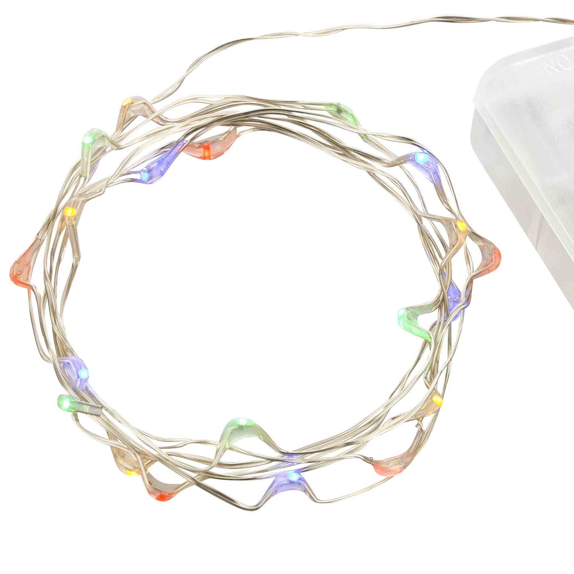 Linder Exclusiv GmbH LED-Lichterkette, Batterie Draht 0,95m 20 Micro LEDs bunt für Innen