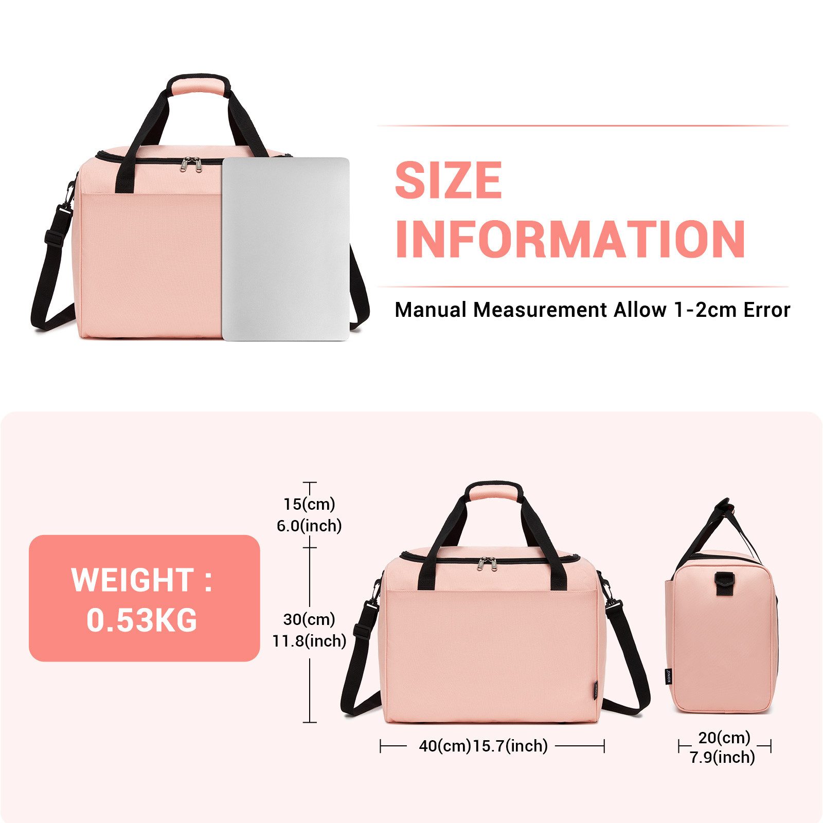 KONO Reisetasche Ryanair-Handgepäcktasche 40x30x20 cm für Damen & Herren