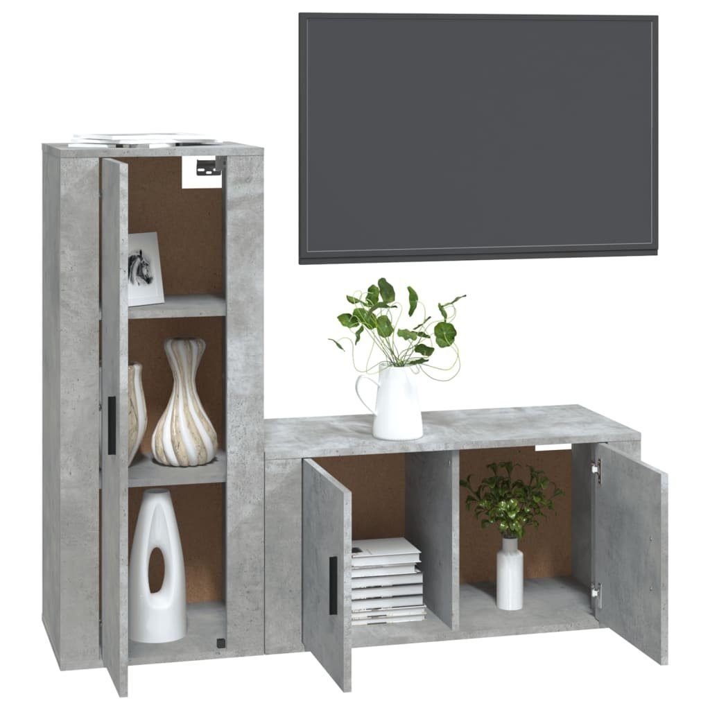 furnicato TV-Schrank 2-tlg. TV-Schrank-Set Betongrau Holzwerkstoff