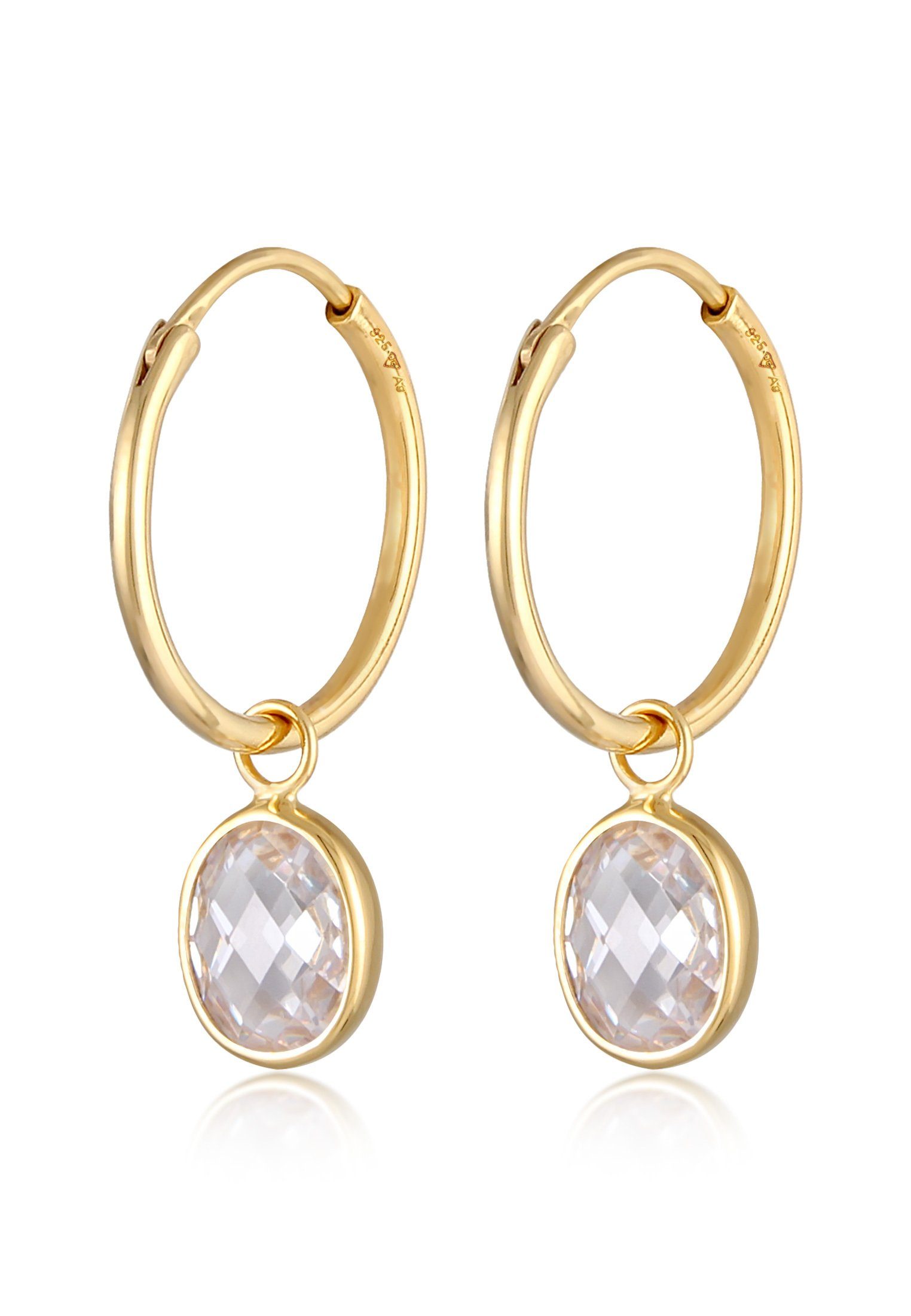 Nenalina Paar Creolen Creolen Zirkonia Anhänger Oval 925 Silber günstig online kaufen