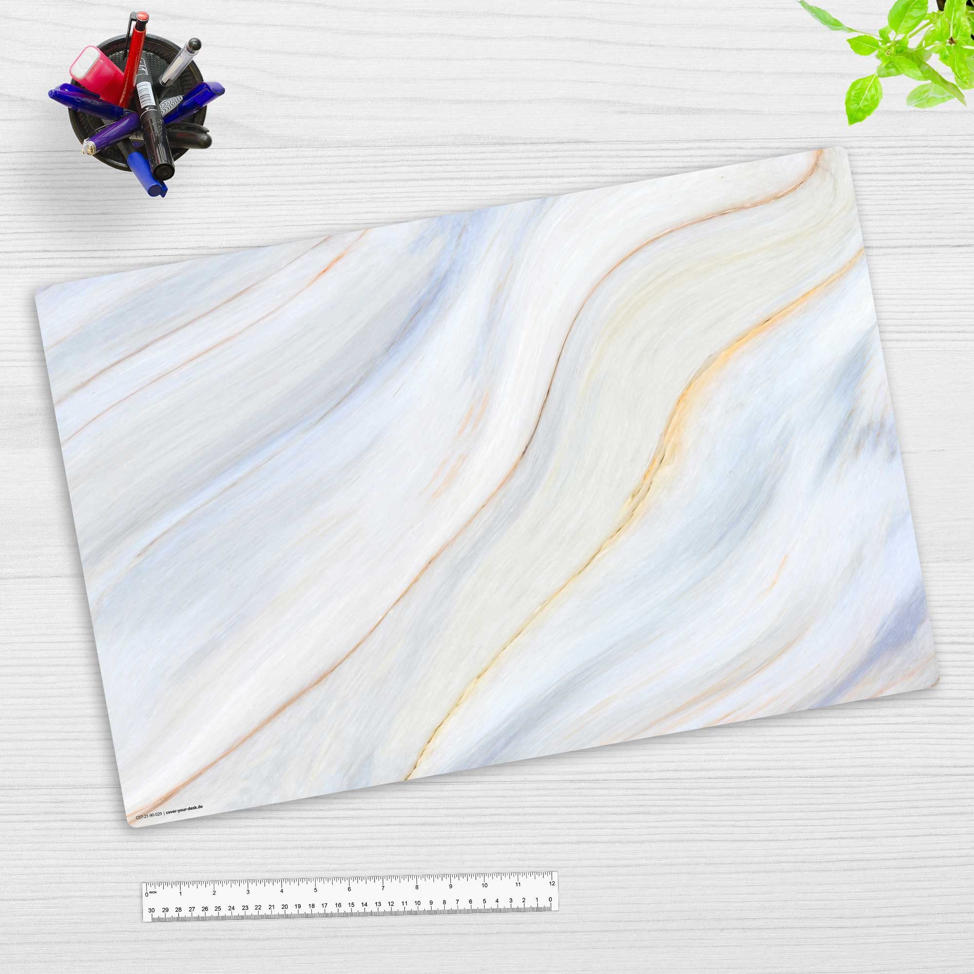Thumbnail - cover-your-desk.de Schreibtischunterlage abwischbar - Creme Marmor – aus premium Vinyl - Made in Germany, (1 tlg., abwis...