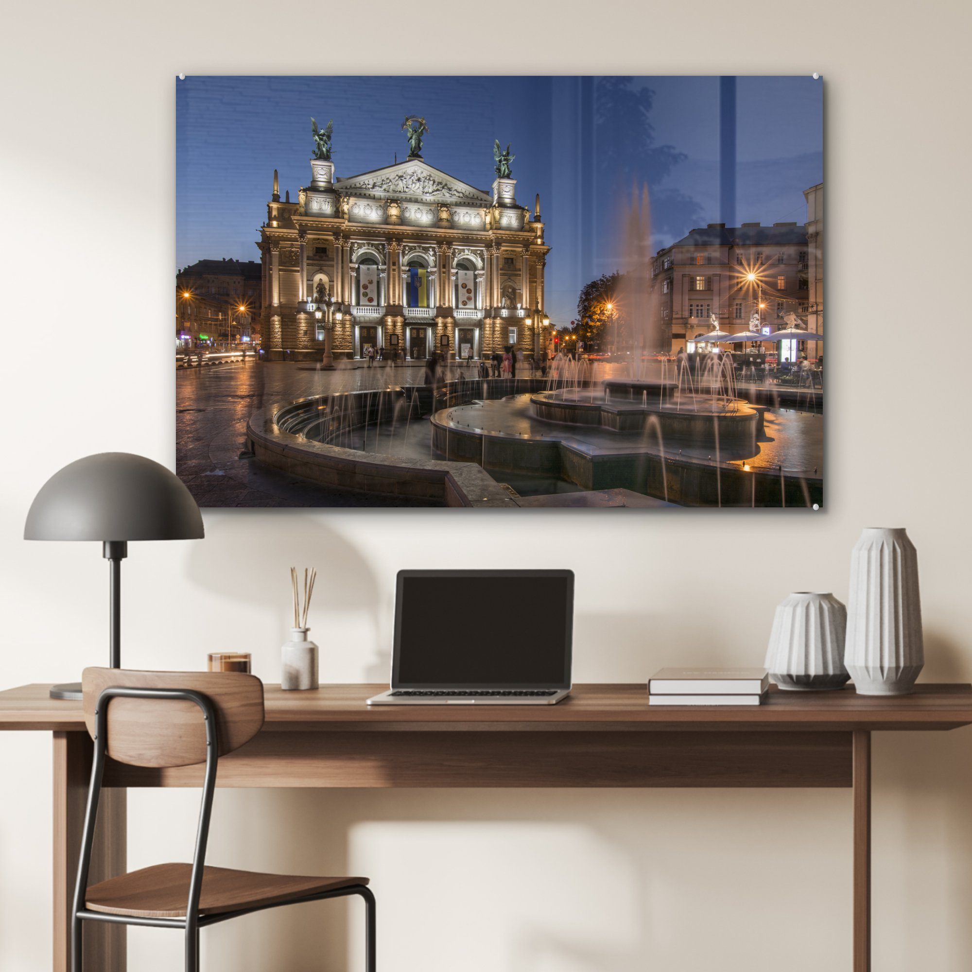 Historische Architektur Rathaus St), von MuchoWow im Schlafzimmer der in Acrylglasbild & Acrylglasbilder Lviv (1 Ukraine, Wohnzimmer