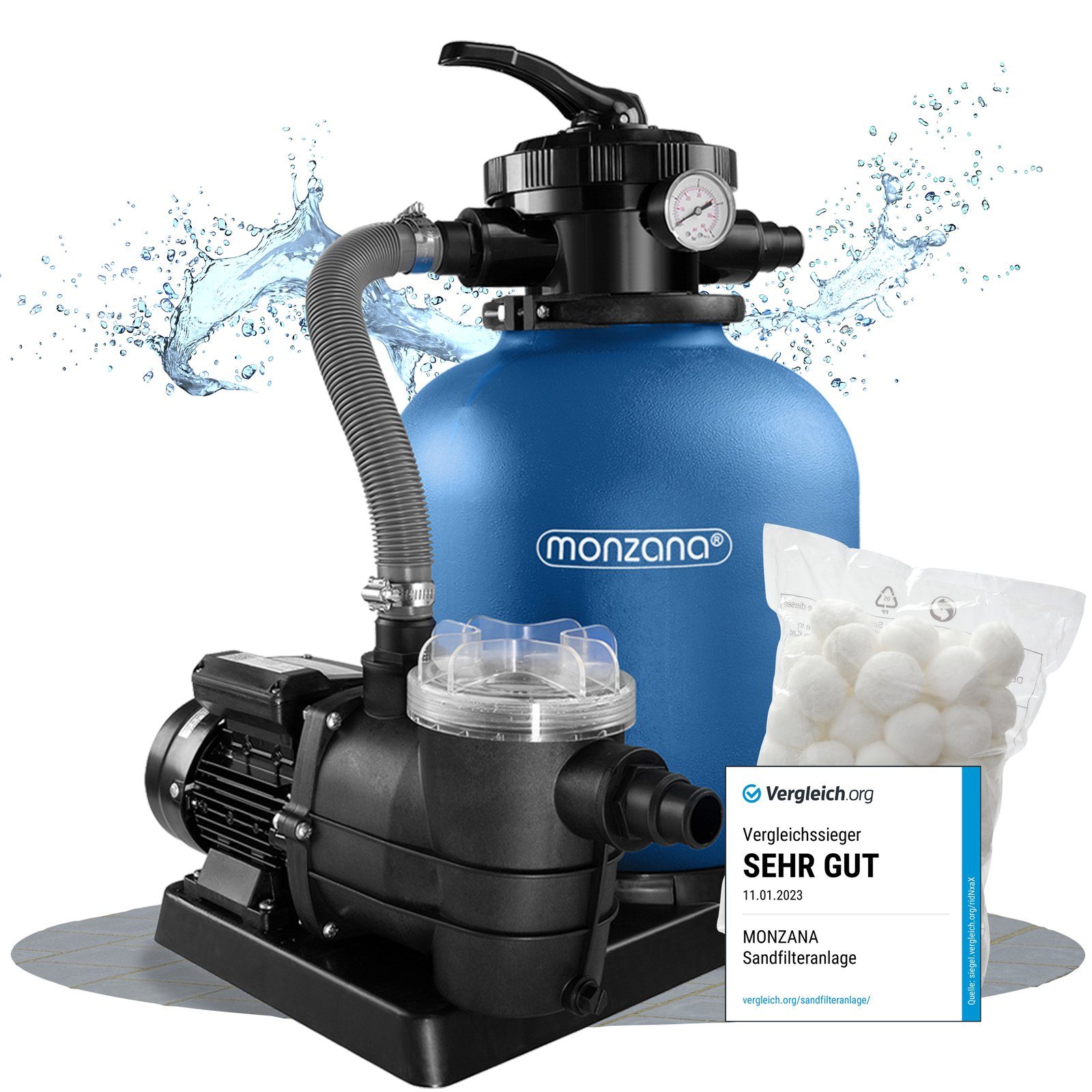 monzana Sandfilteranlage, Sandfilteranlage 9.960 L/h Vorfilter günstig online kaufen