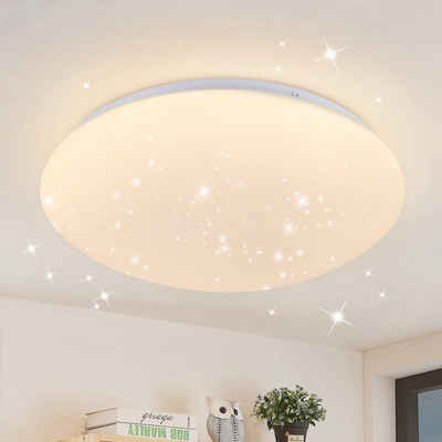 Nettlife LED Deckenleuchte Schlafzimmer Sternenhimmel 18W 3000/4000/6000K Ø30cm Rund, IP44 Wasserdicht, LED fest integriert, Badezimmer Küche Kinderzimmer Flur