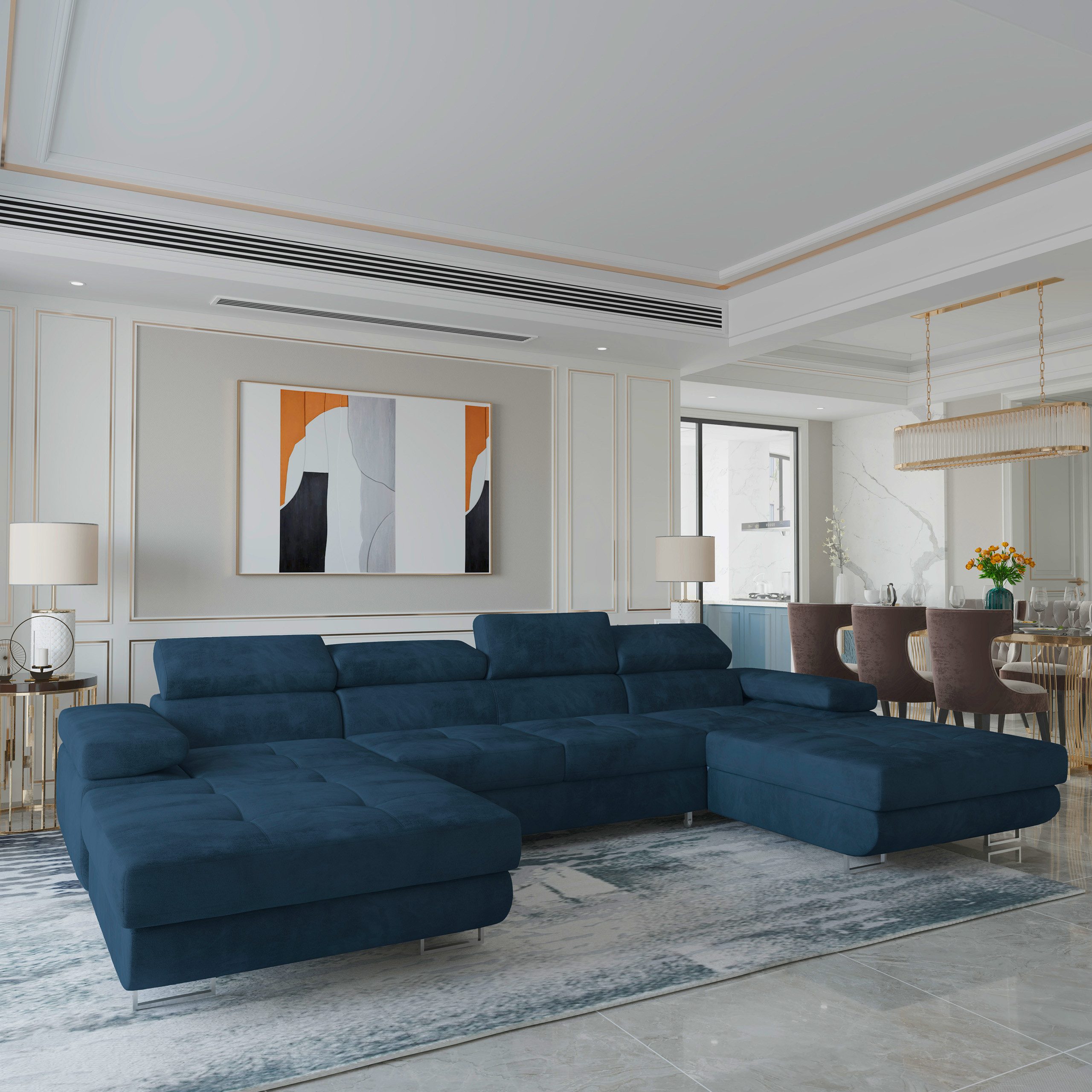 Masseno Ecksofa LYKKE mit Schlaffunktion U-Form, Sofa mit Bettkasten