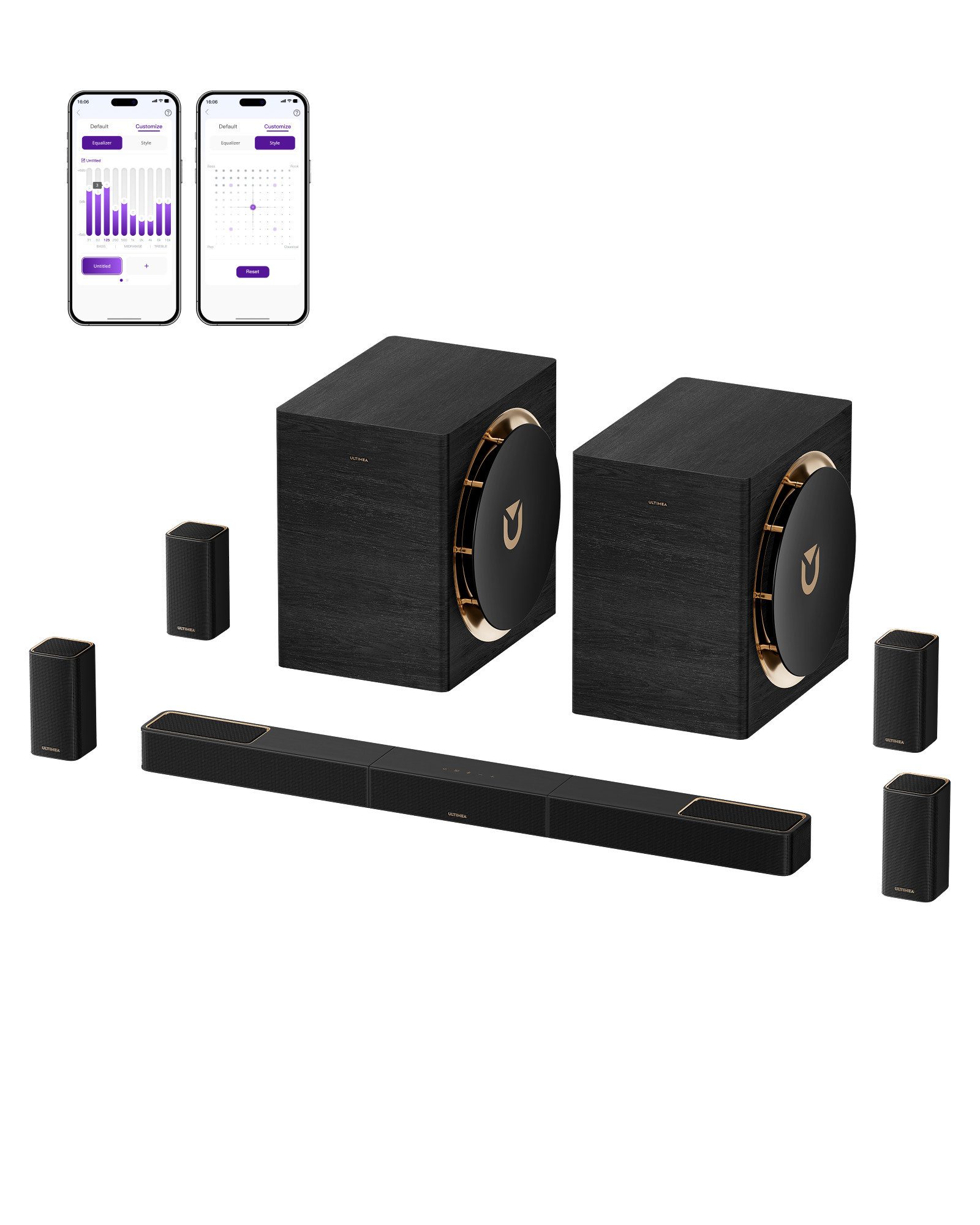 Ultimea Skywave X100 Dual Soundbar 9.2.6-Kanal-Surround-Sound Dolby Atmos I DTS:X (Dualer 10'' Subwoofer, 2000 W, THX, Ultimea App, 8K-HDR-Passthrough, heimkino soundsystem)