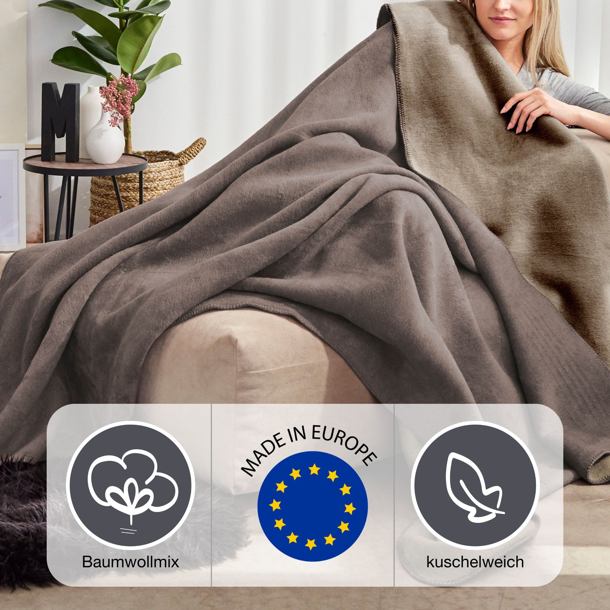 IBENA Wohndecke »Wohndecke Doubleface Dublin«, in trendigen Farben günstig online kaufen