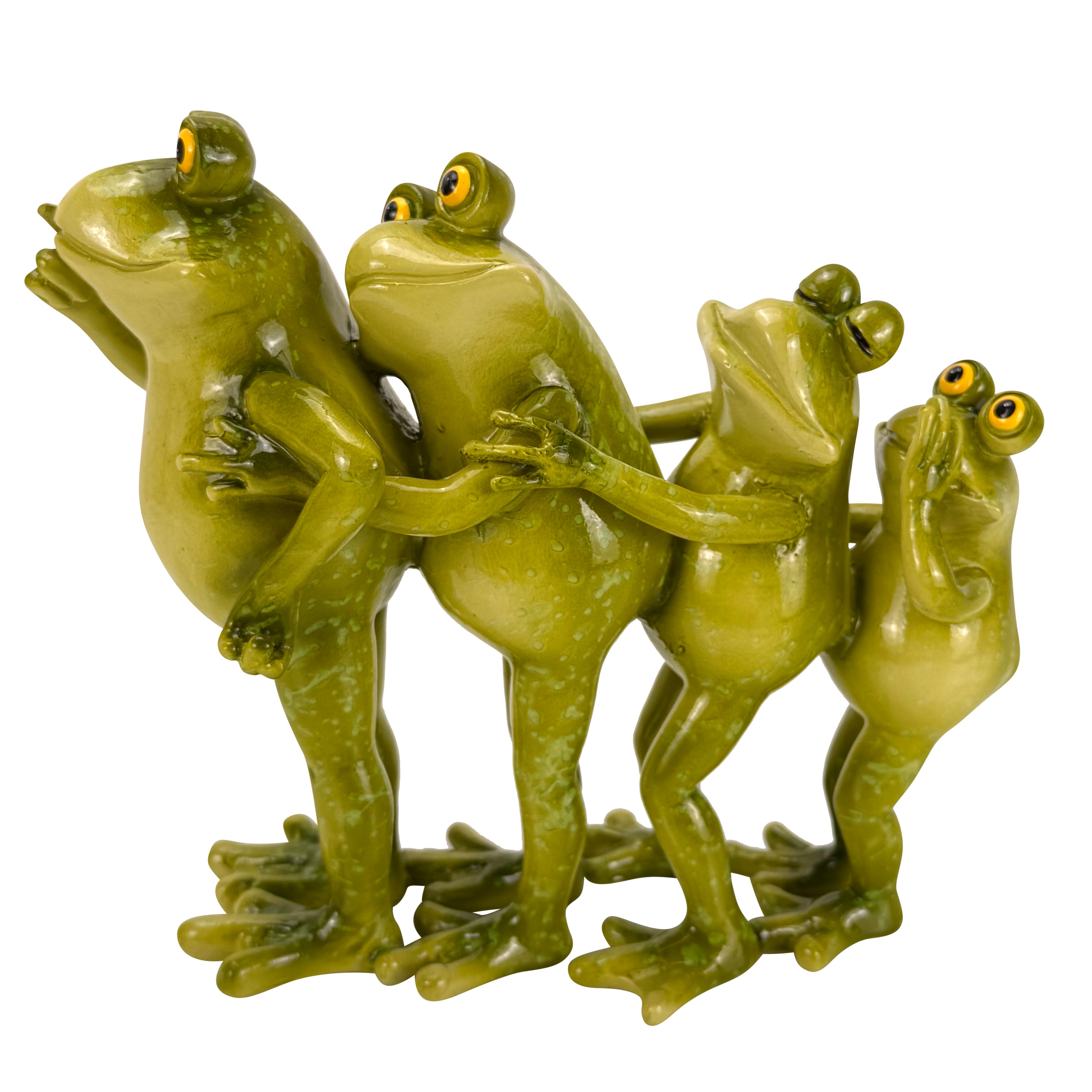 Online-Fuchs Gartenfigur lustige Frosch Polonaise für außen - Teichdeko Figuren - wetterfest, mit glänzendem Glossy-Look - 21 oder 33 cm lang