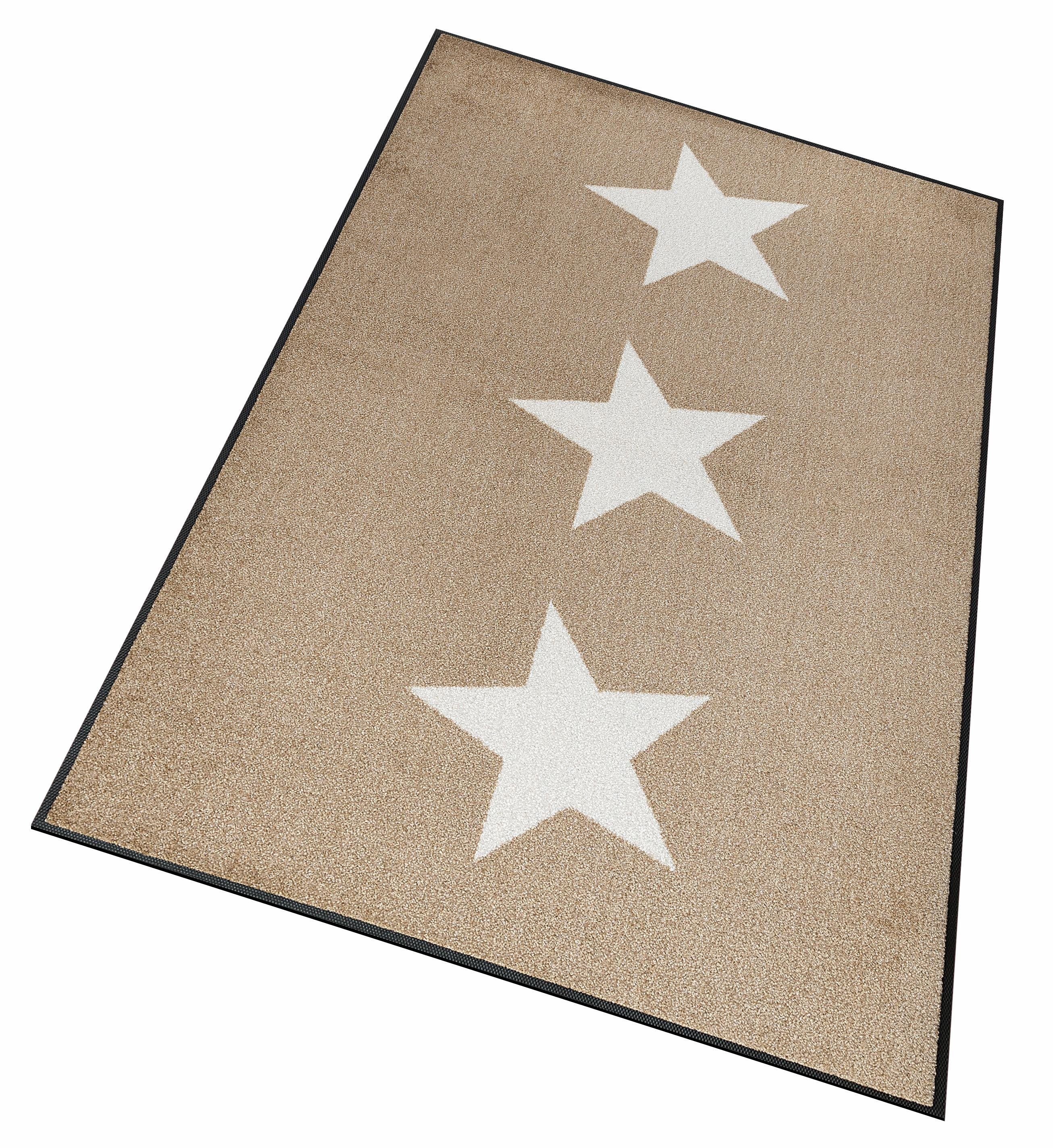 Läufer Stars, wash+dry by Kleen-Tex, rechteckig, Höhe: 7 mm, Schmutzfangläufer, Motiv Sterne, rutschhemmend, waschbar beige