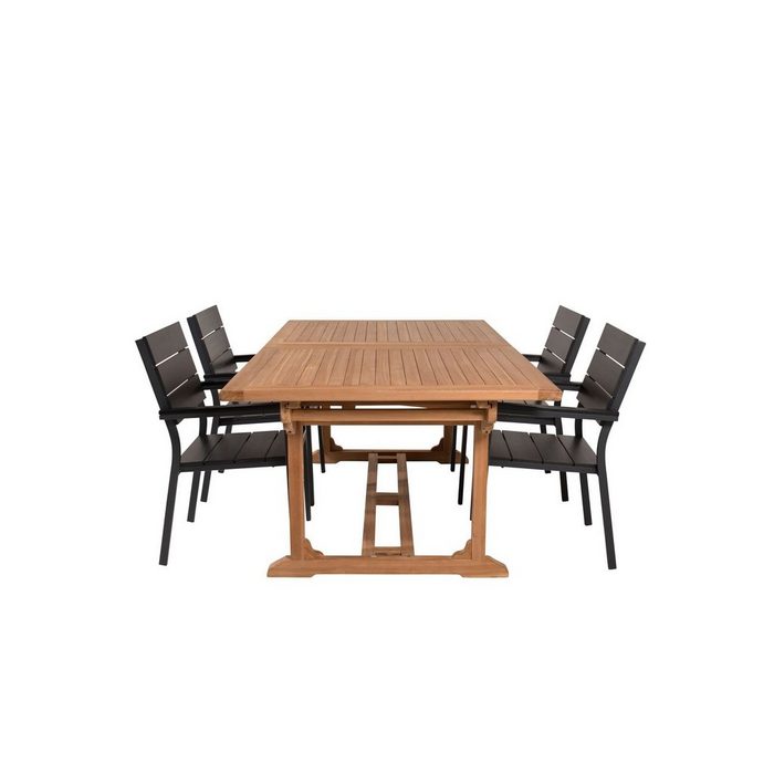 ebuy24 Garten-Essgruppe Kenya Gartenset Tisch 110x195/295cm und 4 Stühle L