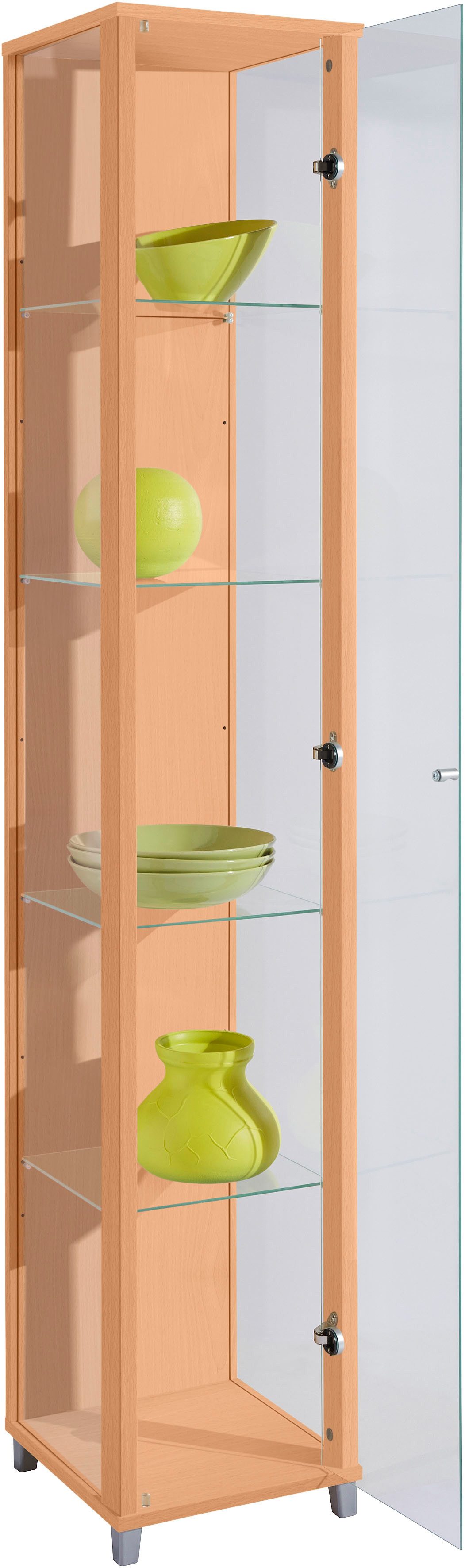 fif möbel Vitrine OPTIMA Höhe ca. 172 cm Standvitrine/Glasvitrine 1x Glastür,perfekt für Sammler,Sammlervitrine