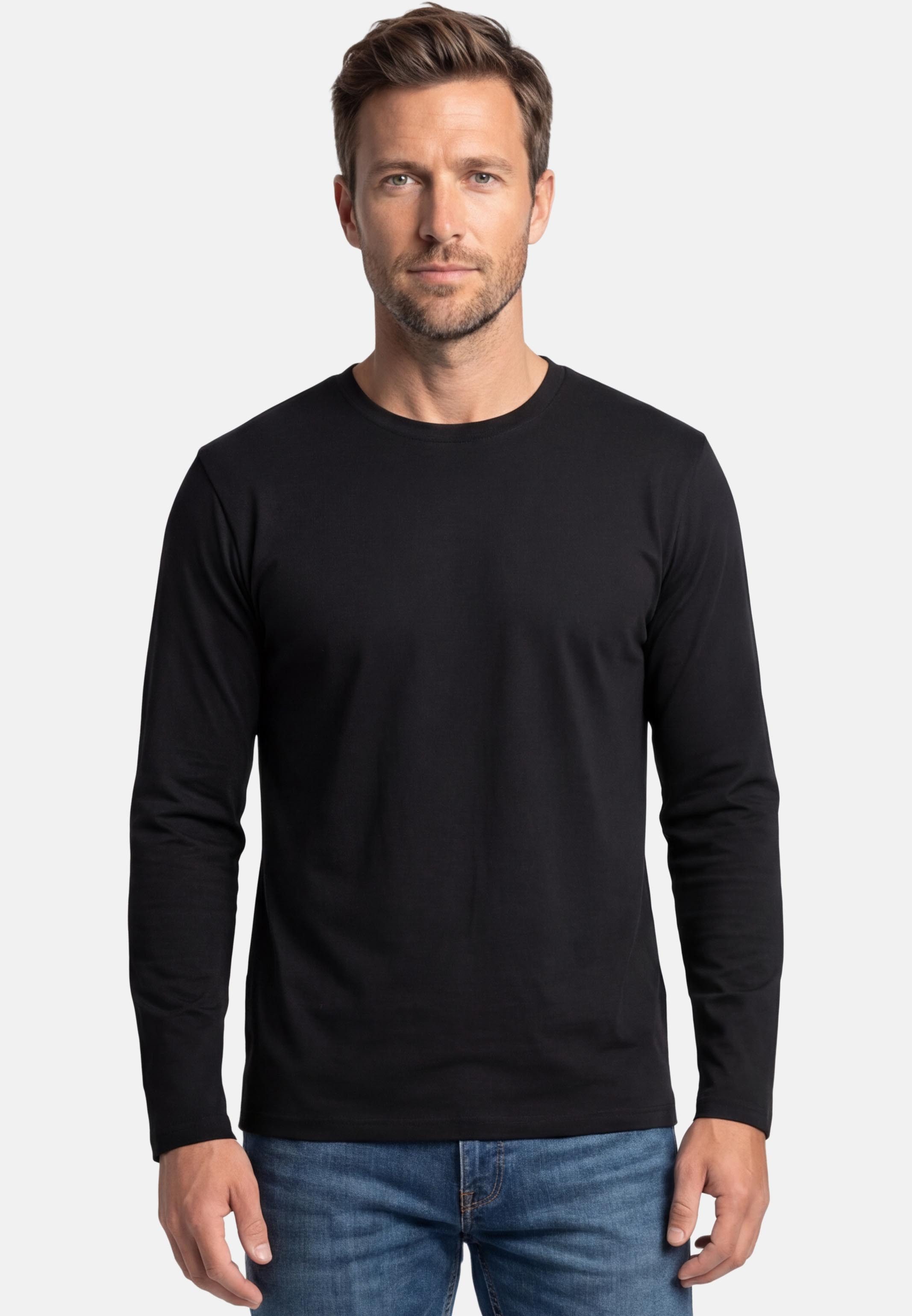 RAGMAN Langarmshirt 2er Pack Basic (Spar-Set, 2-tlg) Langarmshirt - Baumwolle - Atmungsaktiv - Gerader Schnitt mit Rundhals