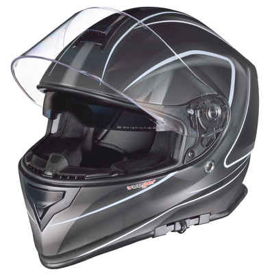 rueger-helmets Motorradhelm RT-824 Integralhelm Motorradhelm Kinderhelm Motorrad Integral Roller Helm GebissRT-824 LNP-GY XL